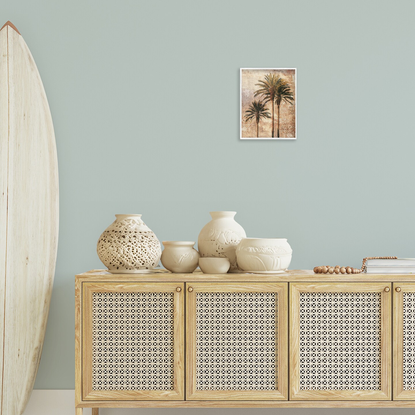 Stupell Industries Rustic Vintage Palms Framed Giclee Wall Art Design by Elizabeth Wright