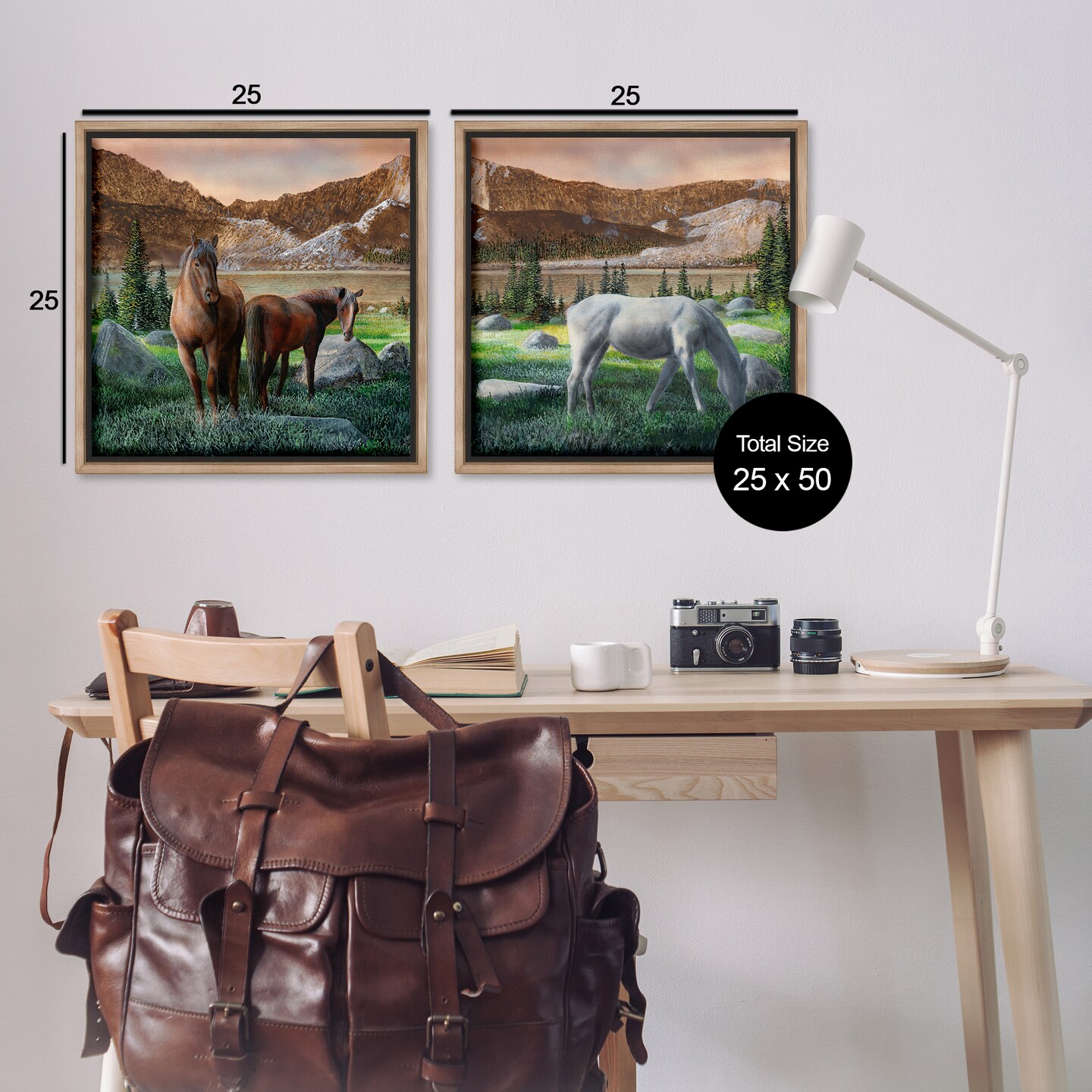 Stupell Industries Country Valley Horses Grazing 2pc Floater Framed Canvas Wall Art Set Design by Kevin Daniel