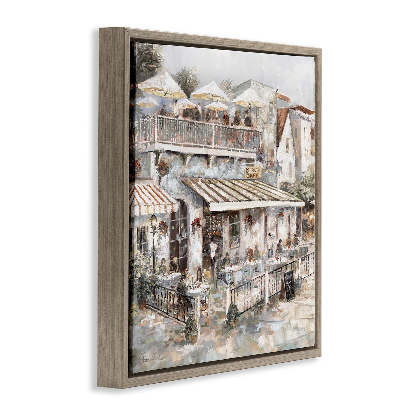 Stupell Industries Town Caf&#xE9; Patio Floater Framed Canvas Wall Art Design by Ruane Manning