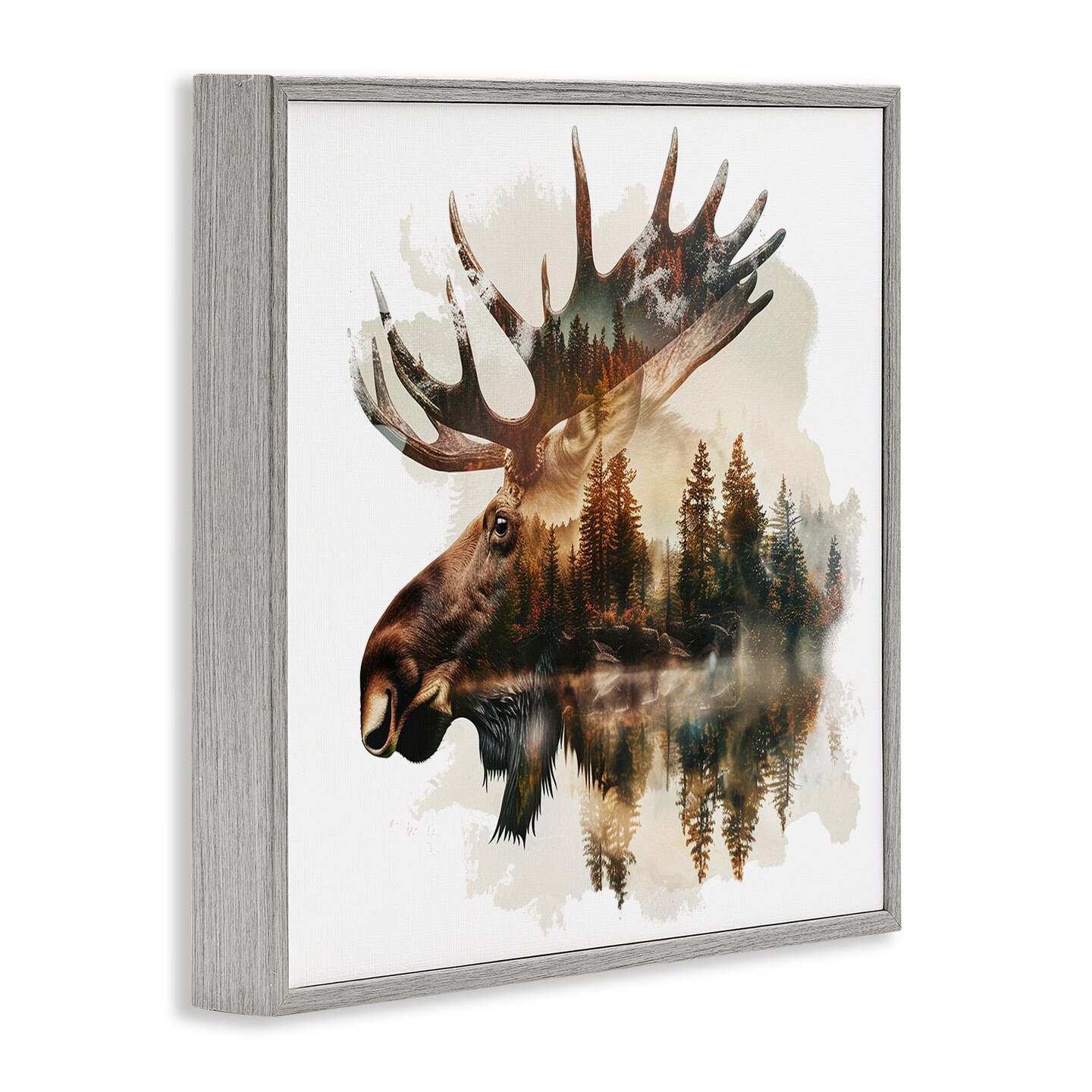 Stupell Industries Moose Antlers Silhouette Framed Giclee Wall Art Design by LSR Design Studio