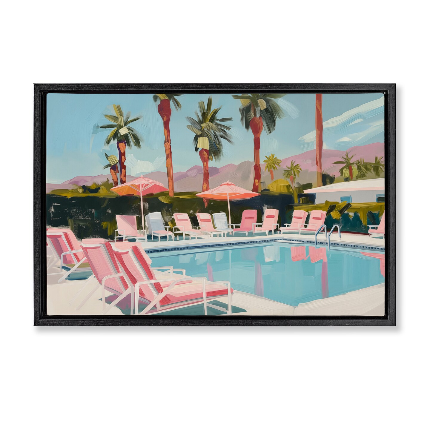 Stupell Industries Palm Springs Swimming Pool Floater Framed Canvas Wall Art Design by Arlington Prints