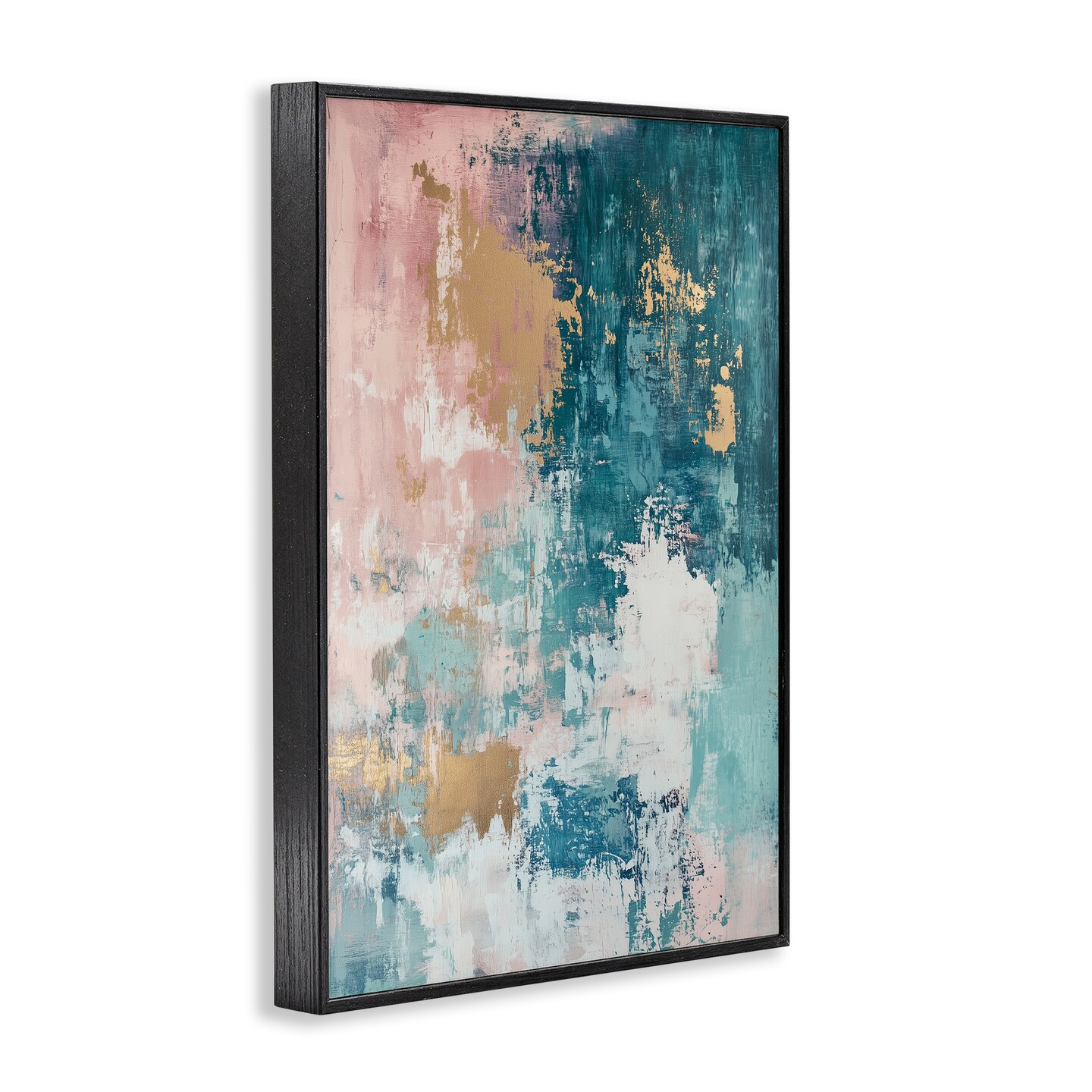 Stupell Industries Teal Green Gold Abstract Framed Giclee Wall Art Design by Gina Kelly