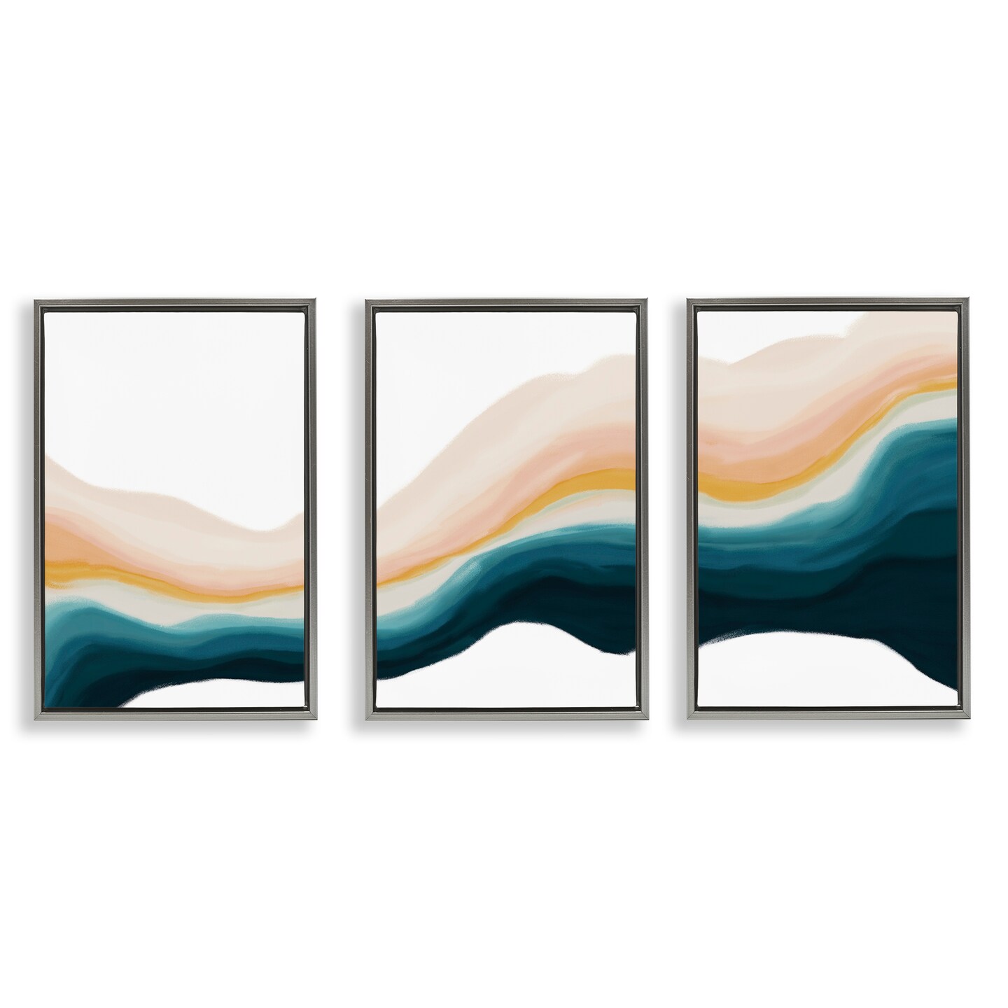 Stupell Industries Fluid Peach Swirl 3pc Floater Framed Canvas Wall Art Set Design by JJ Design House, LLC.