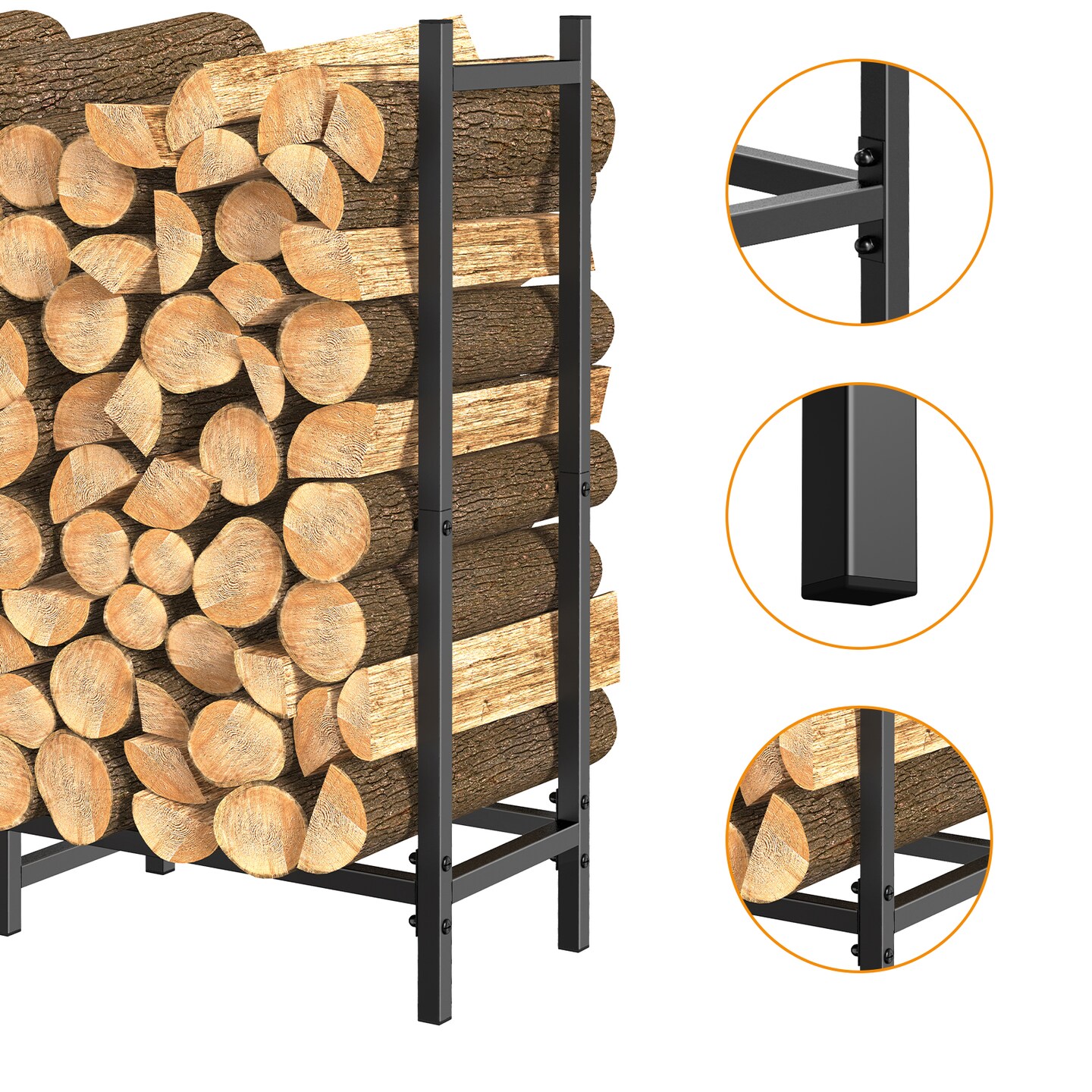 2.7ft Firewood Rack Heavy Duty Log Rack Firewood Storage Holder Outdoor Indoor