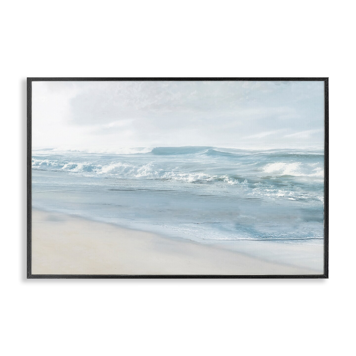 Stupell Industries Calm Blue Beach Waves Framed Giclee Wall Art Design by Mike Calascibetta