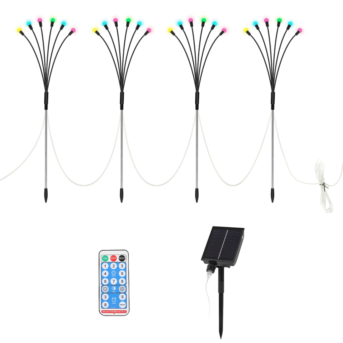 Solar Garden Light 4pcs LED Solar Firefly Lights 8 Mode Waterproof Outdoor Light