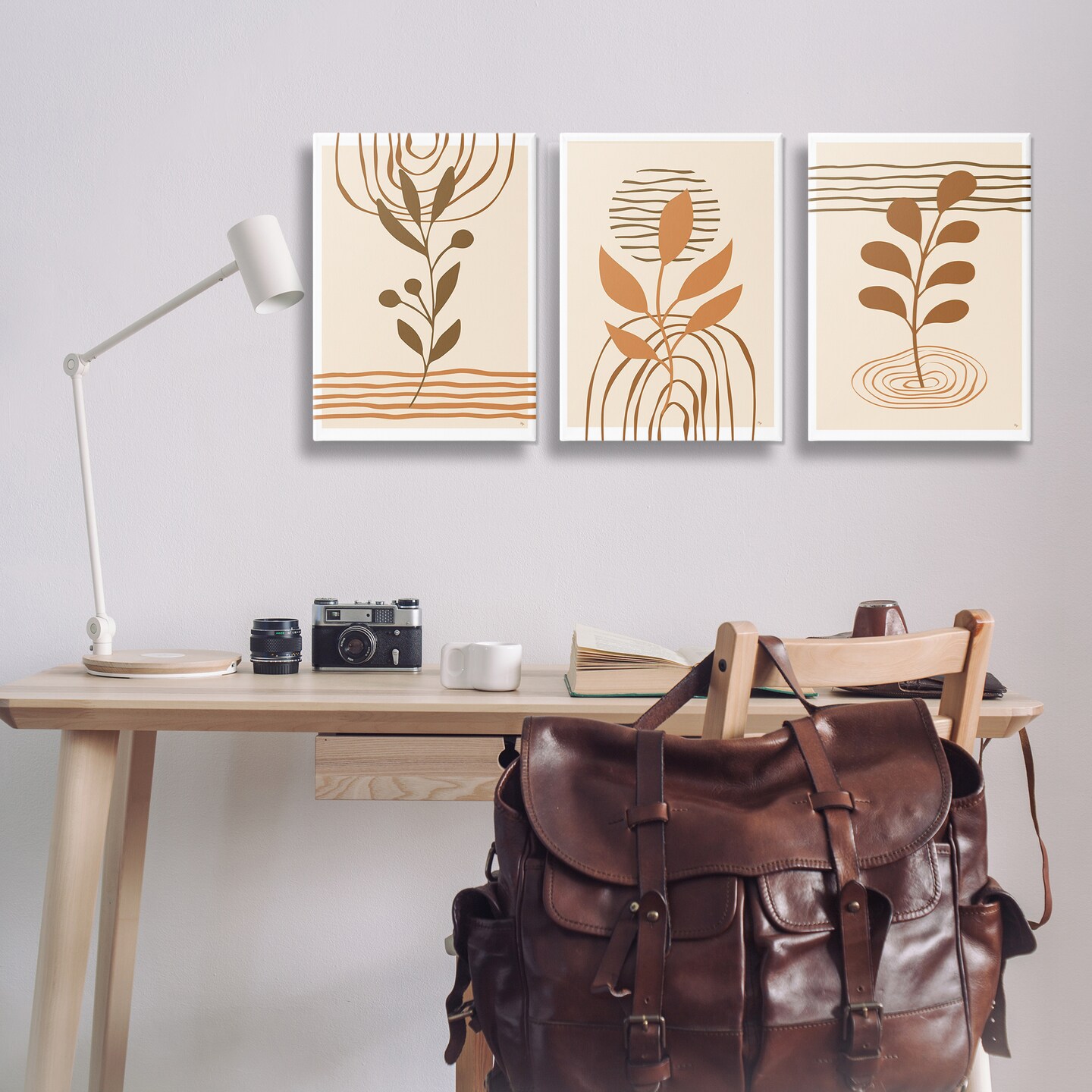 Stupell Industries Boho Sprigs & Line Patterns 3pc Canvas Wall Art Set Design by Martina Pavlova