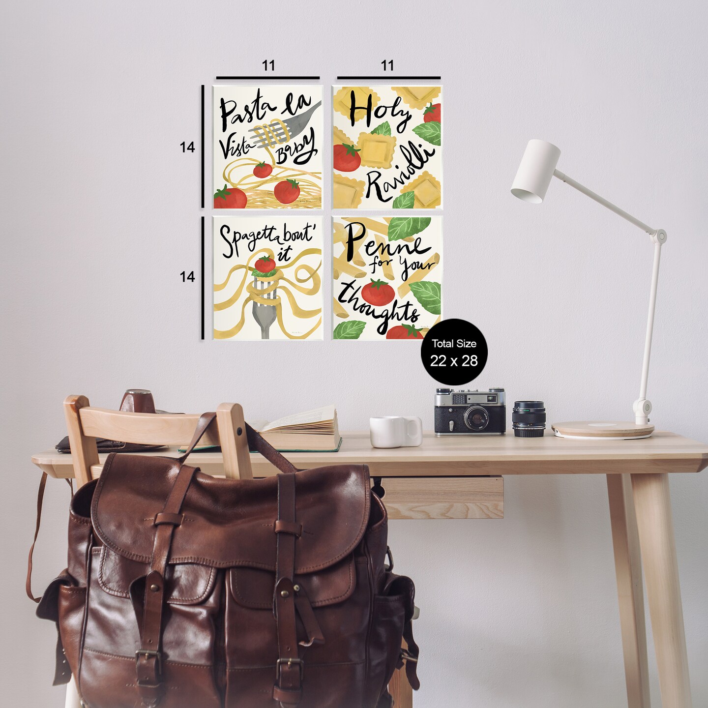 Stupell Industries Funny Pasta Puns 4pc Wall Plaque Art Set Design by Farida Zaman