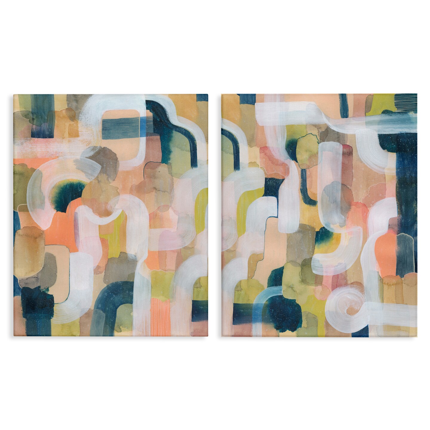 Stupell Industries Curved Retro Abstraction 2pc Canvas Wall Art Set Design by Grace Popp