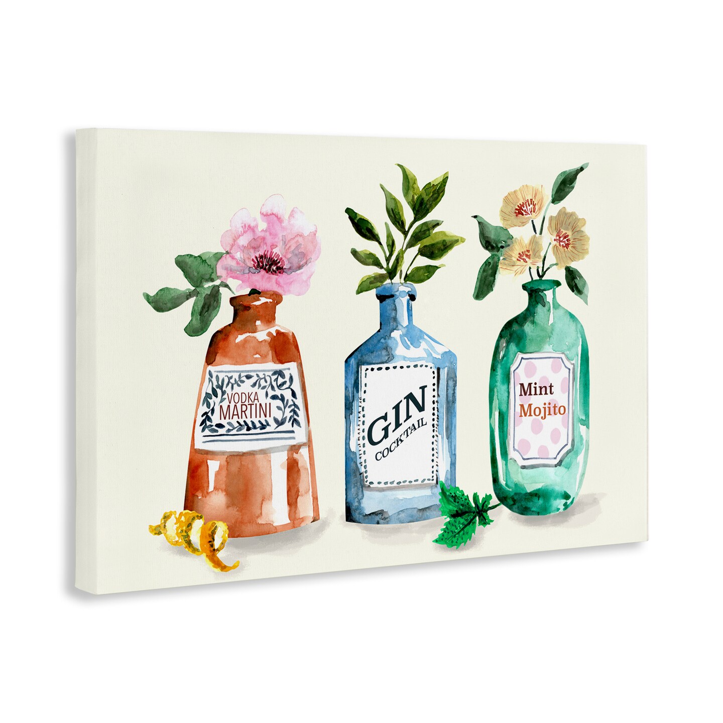 Stupell Industries Floral Alcohol Bottles Canvas Wall Art Design by Kate Eldridge