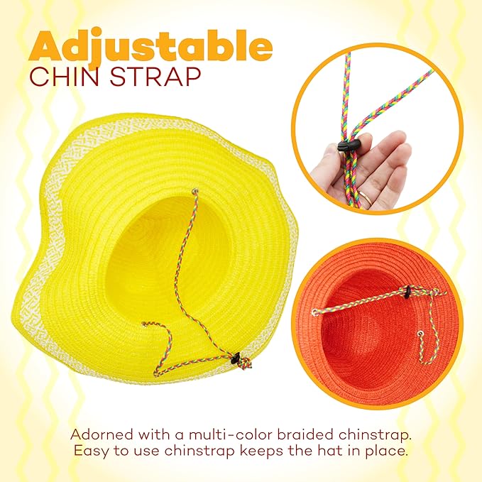 4E&#x27;s Novelty 2 Pack Sombrero Hats for Cinco de Mayo Party Mexican Hats with Chinstrap Adult