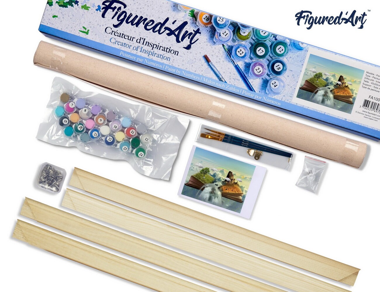 Figured&#x27;Art Paint by Numbers Kit for Adults Landscape book 16&#x22;x20&#x22; - Craft Art Painting Rolled Canvas with DIY wooden frame