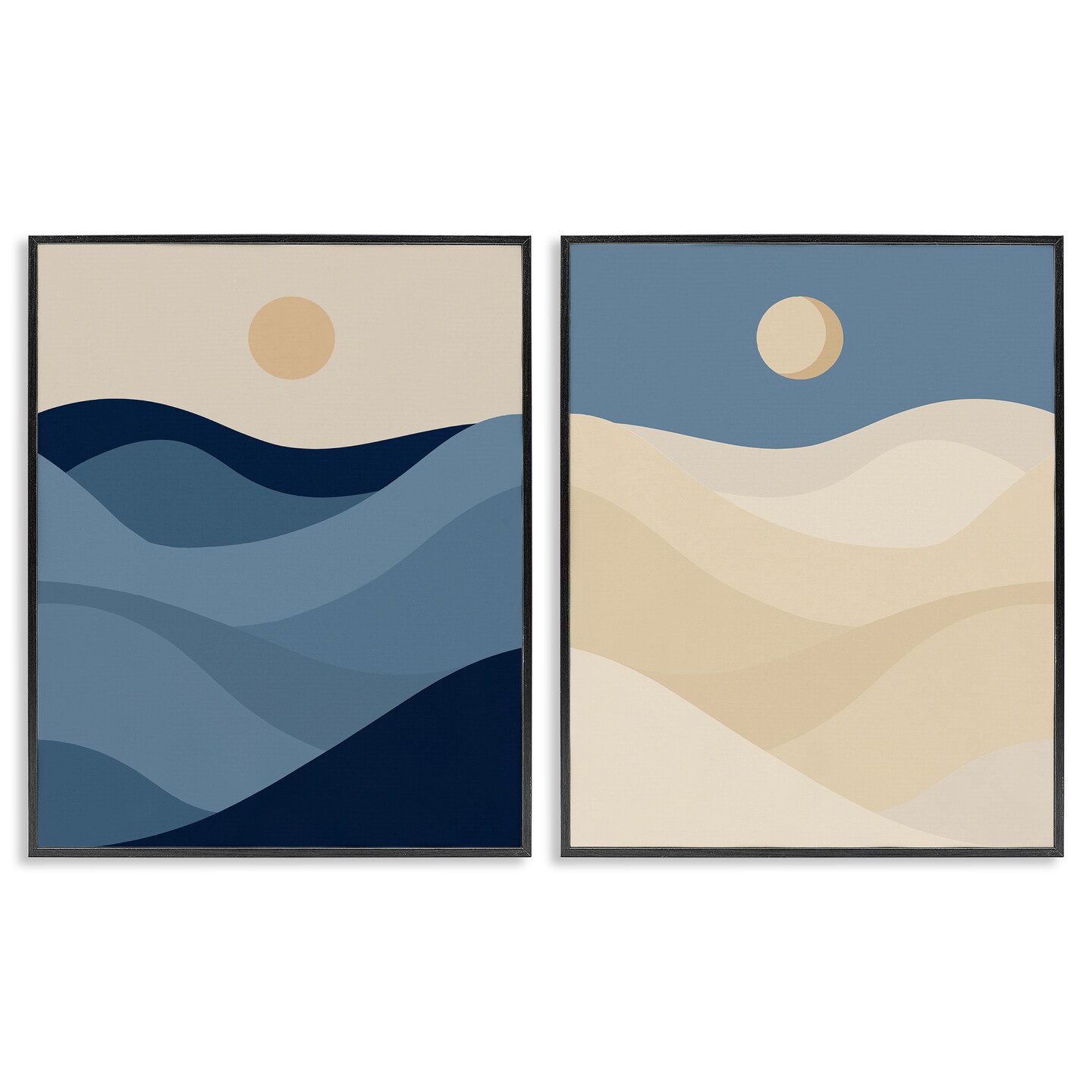 Stupell Industries Boho Waves & Dunes 2pc Framed Giclee Wall Art Set Design by Daphne Polselli