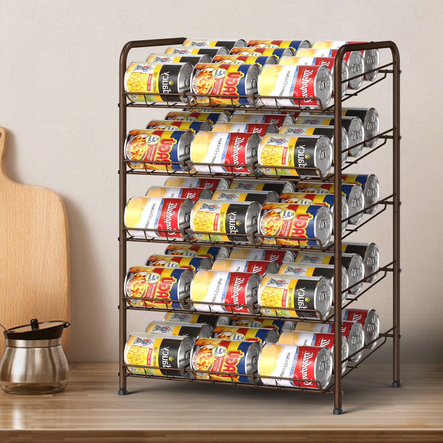 5 Tier Can Storage Dispensers Rack Holder, Can Rack Storage Holds to 60 Cans