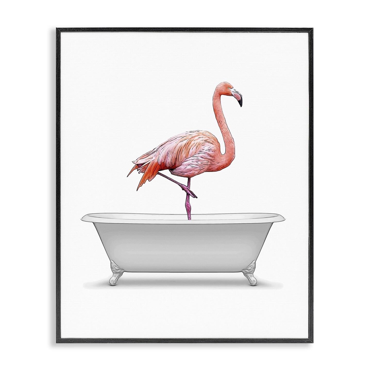 Stupell Industries Traditional Flamingo in Bath Framed Giclee Wall Art Design by Annalisa Latella