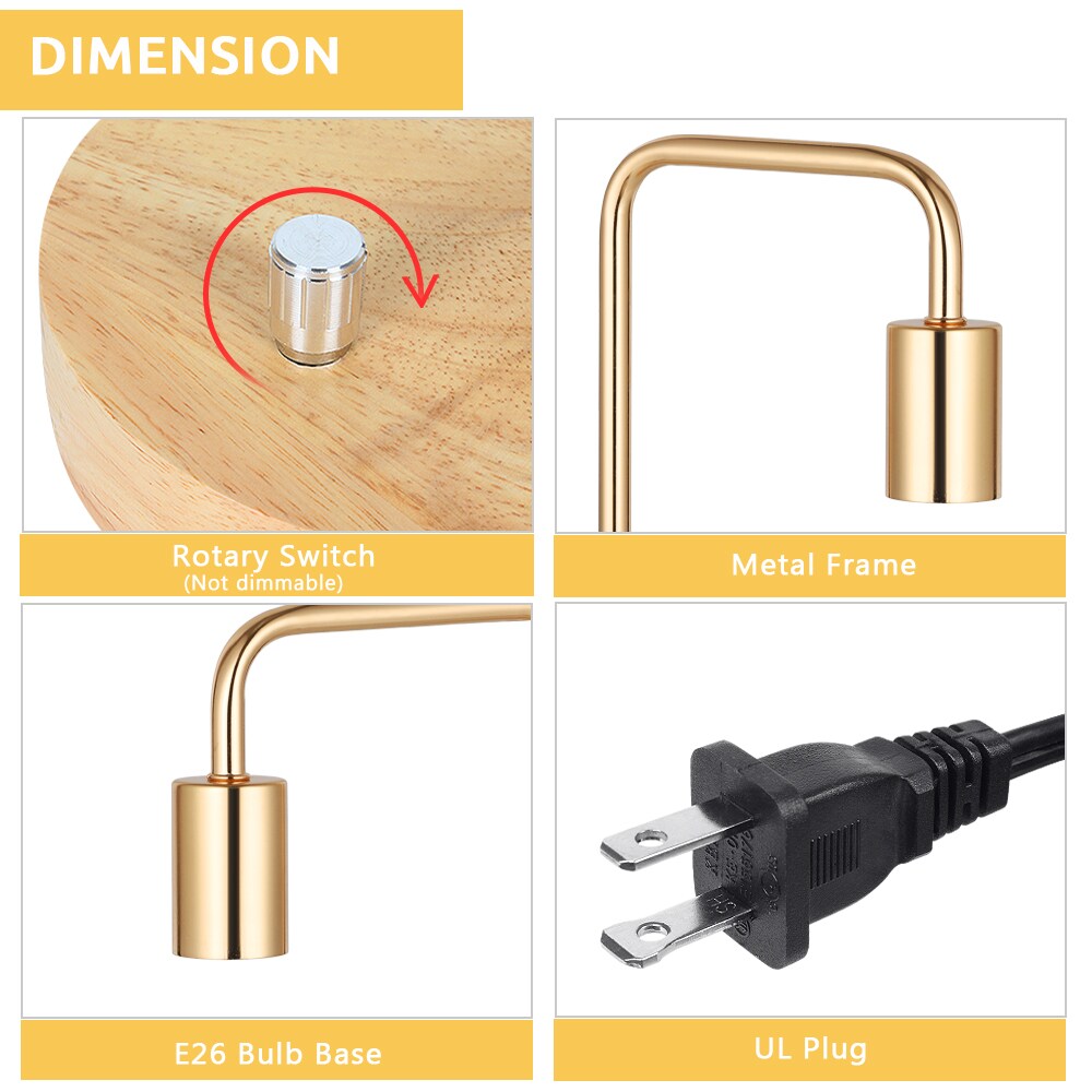 2PCS Industrial Table Lamps Bedside Lamps for Bedroom, Living Room, Office Gold