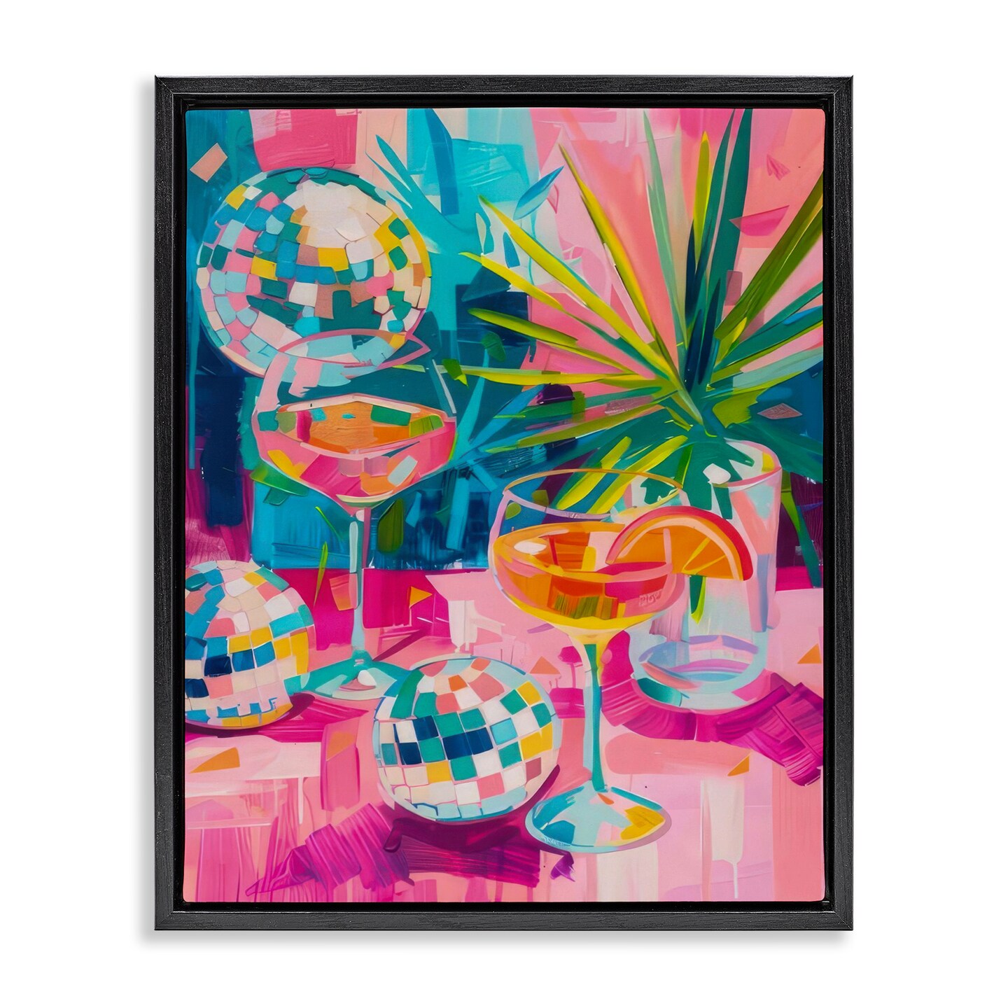 Stupell Industries Dazzling Disco Cocktails Floater Framed Canvas Wall Art Design by LSR Design Studio