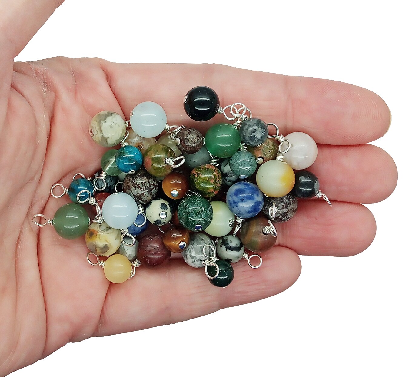 Mixed Gemstone Dangles, 20 pc, Variety Pack of Small Bead Charms, Adorabilities