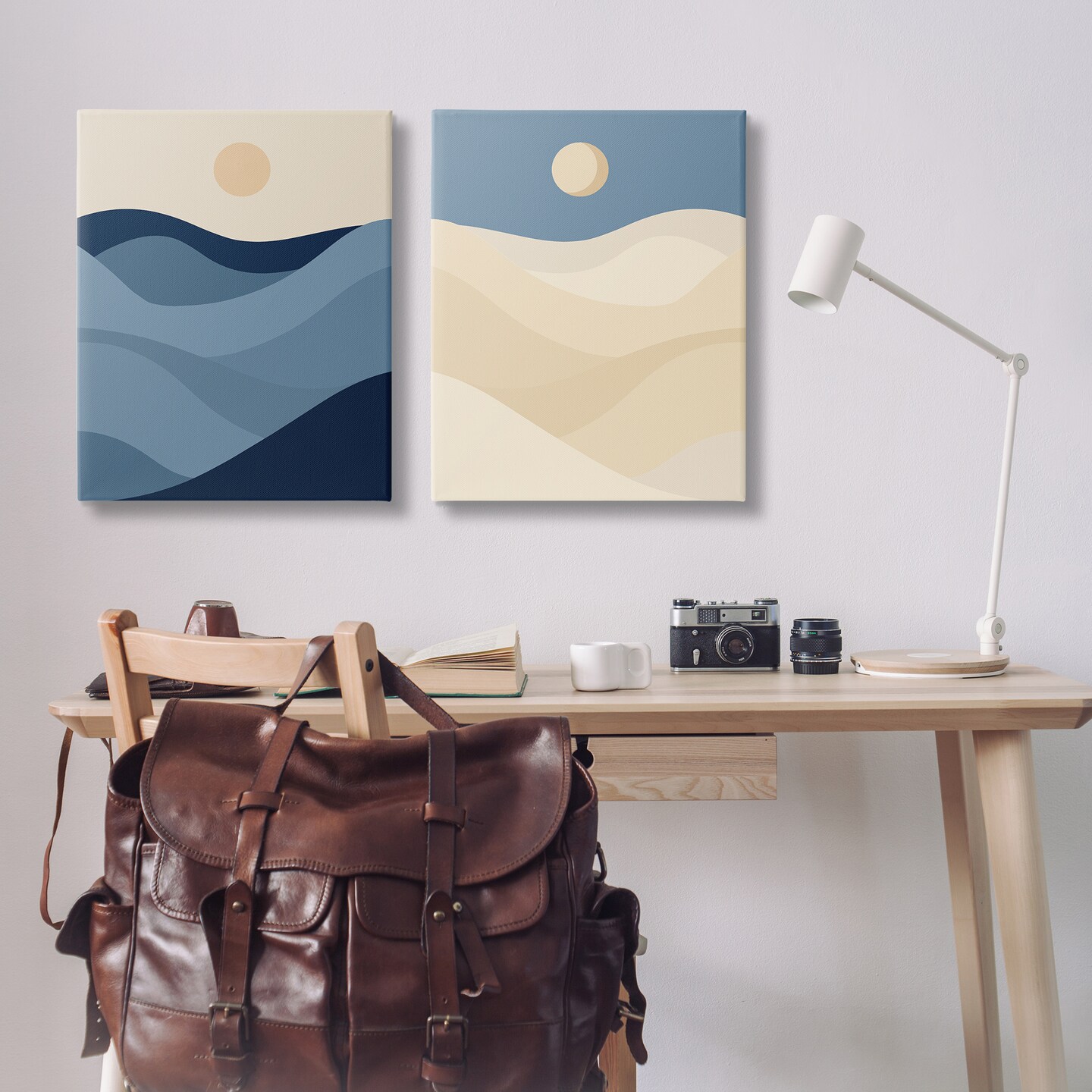 Stupell Industries Boho Waves & Dunes 2pc Canvas Wall Art Set Design by Daphne Polselli