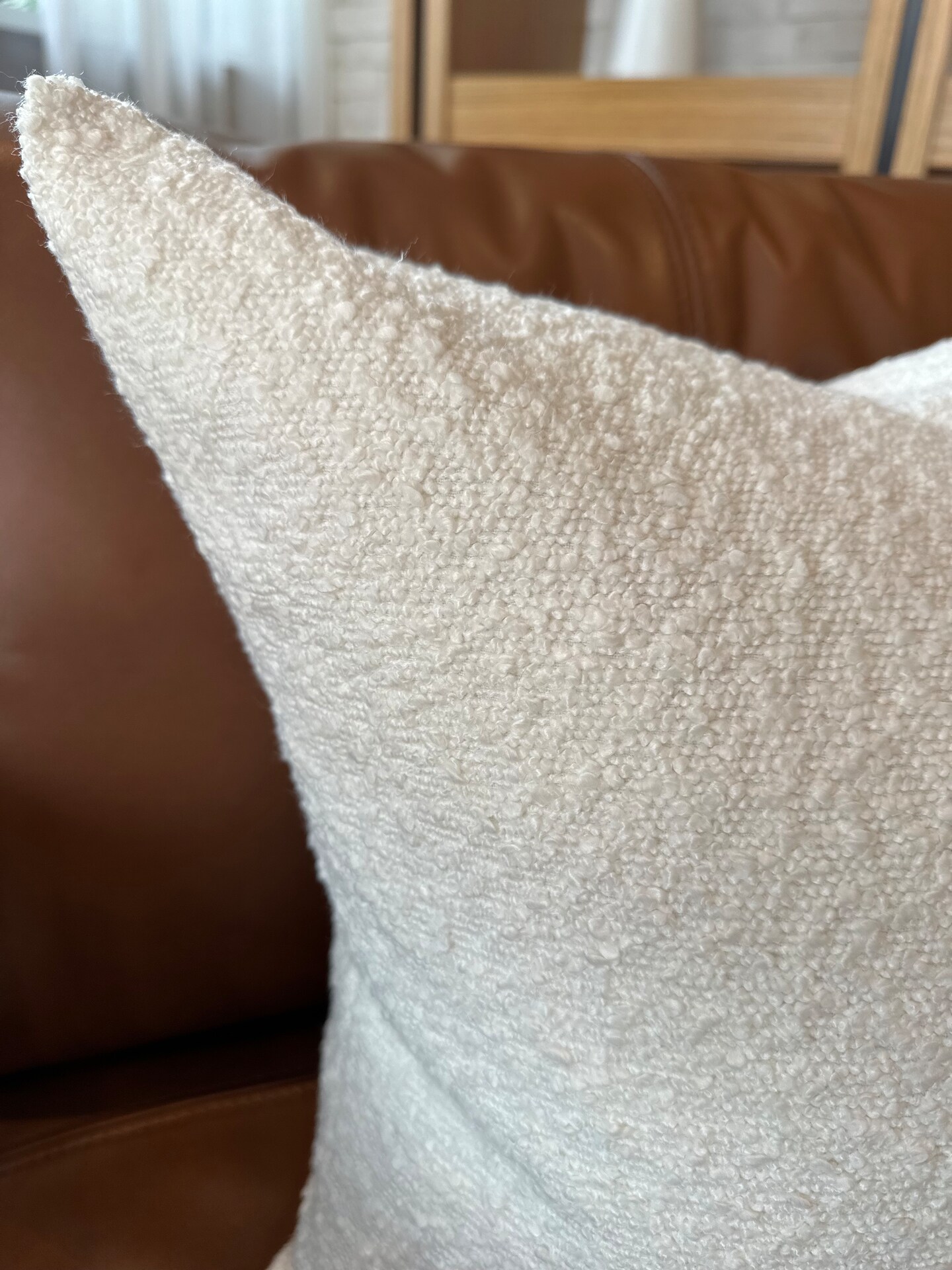 Luxury White Boucl&#xE9; Pillow Cover &#x2013; Textured 18&#x201D; Throw Pillow Cover