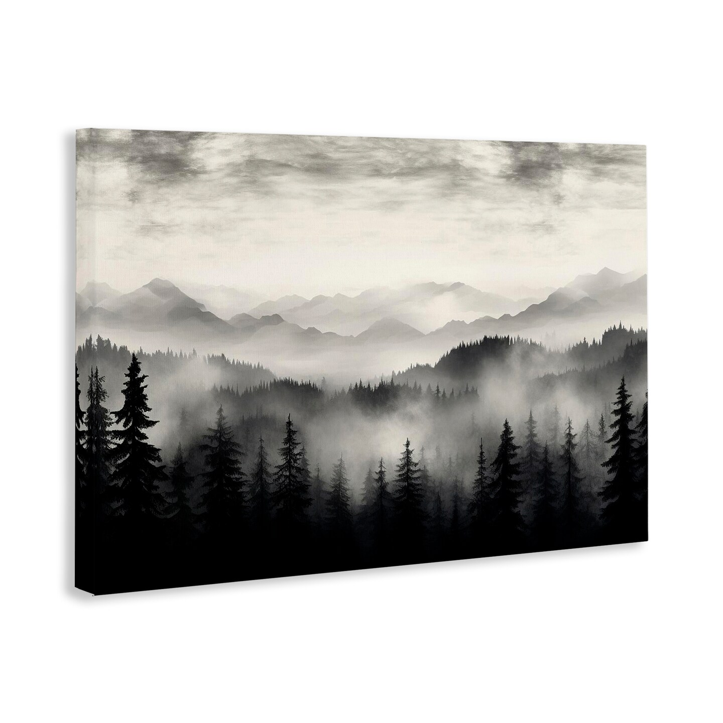 Stupell Industries Black & White Gradient Mountains Canvas Wall Art Design by LSR Design Studio