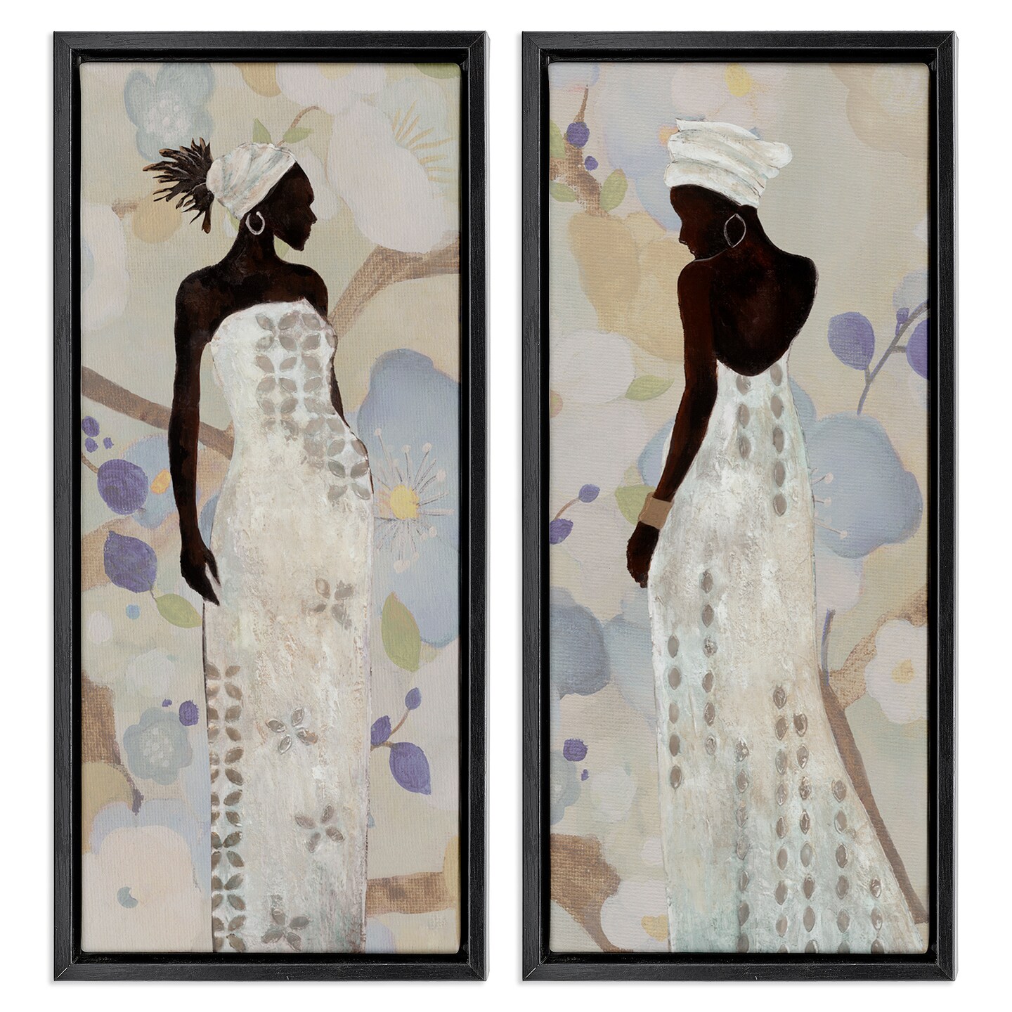 Stupell Industries Stylish Neutrals Women 2pc Floater Framed Canvas Wall Art Set Design by Janet Tava