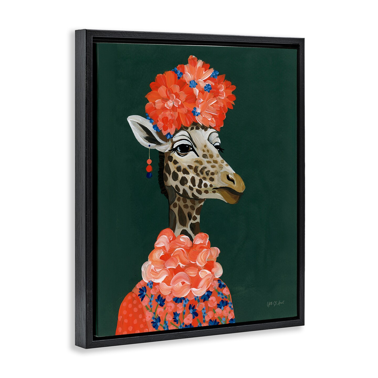Stupell Industries Regal Giraffe Portrait Floater Framed Canvas Wall Art Design by Yvette St. Amant