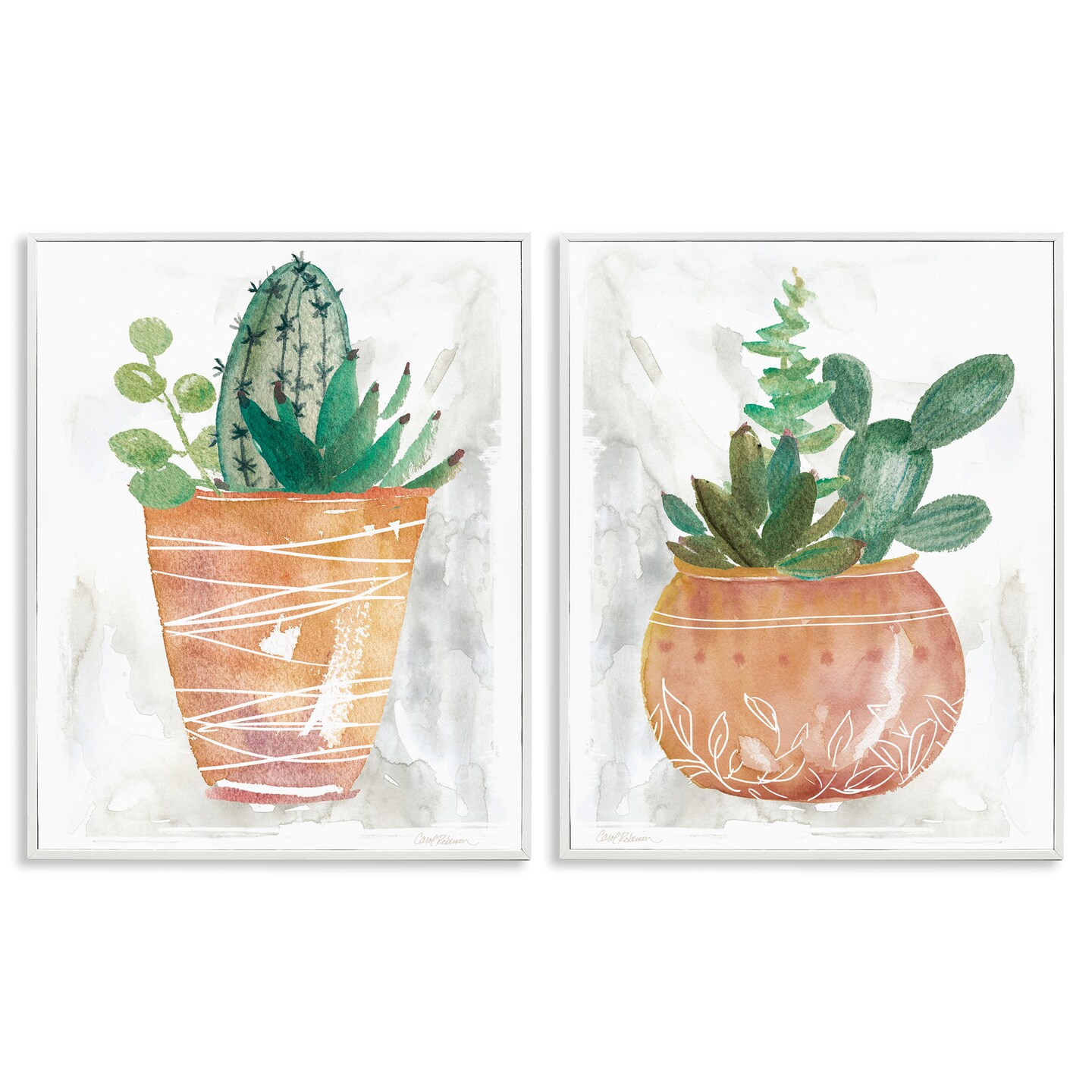 Stupell Industries Boho Cacti &#x26; Succulents 2pc Framed Giclee Wall Art Set Design by Carol Robinson