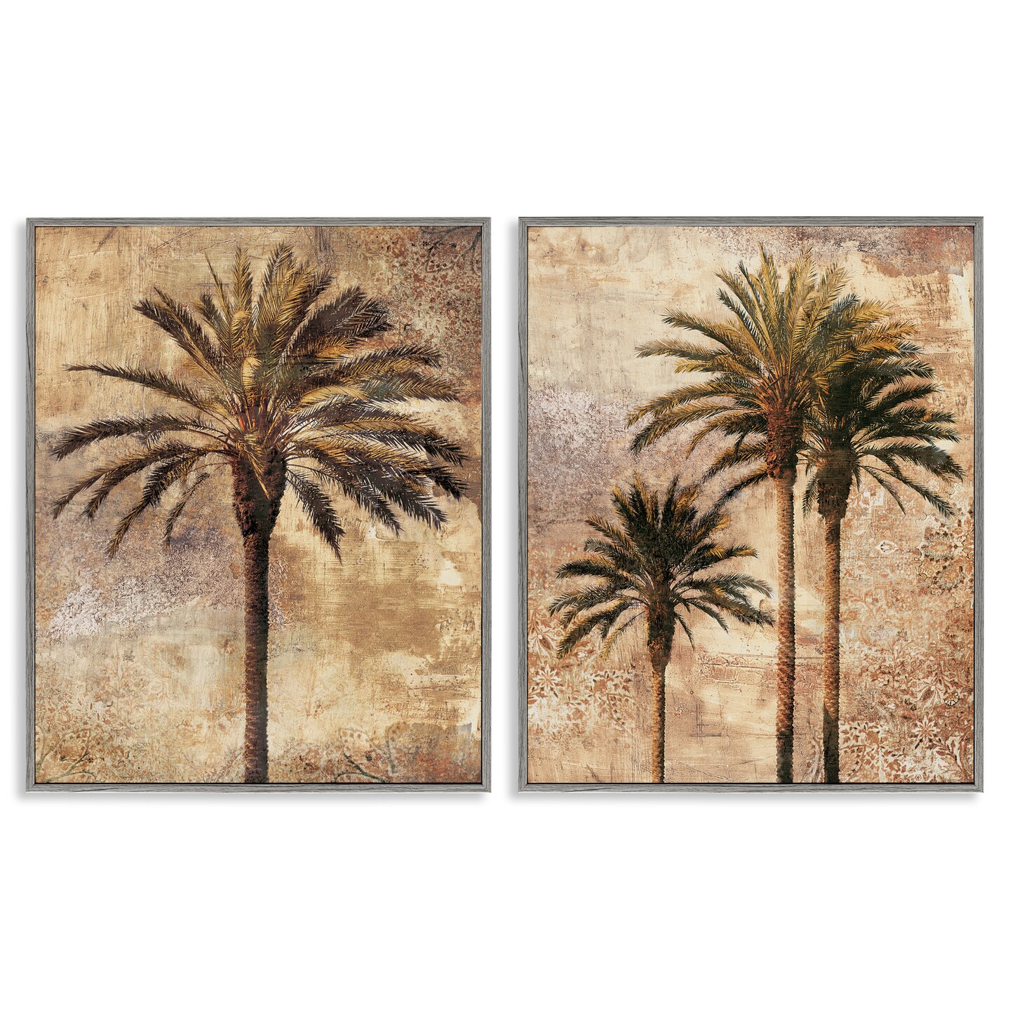Stupell Industries Arching Palm Leaves 2pc Framed Giclee Wall Art Set Design by John Seba