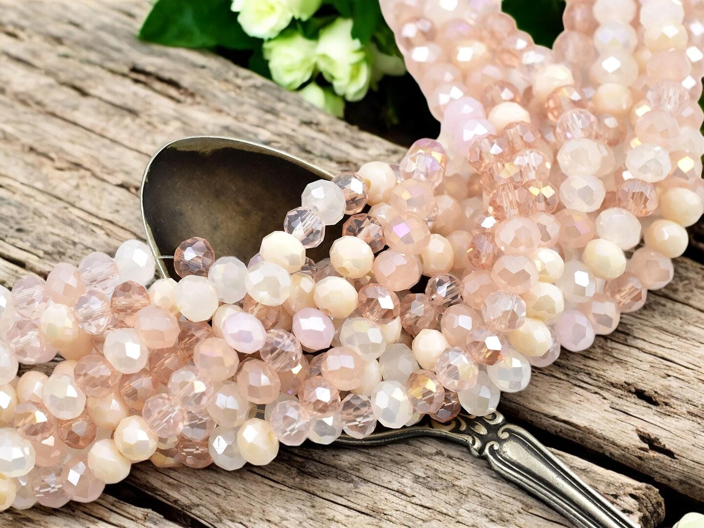 5x6mm Pink Mix Electroplated Glass Faceted Rondelle Beads (16" Strand)