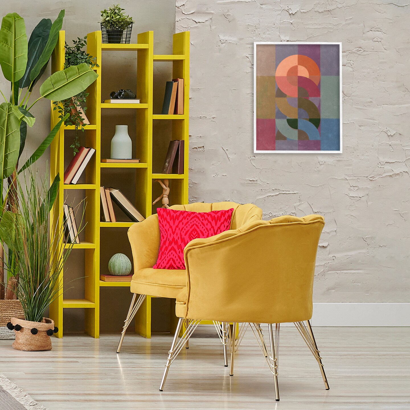 Stupell Industries Retro Interlocking Circles Framed Giclee Wall Art Design by Victoria Barnes