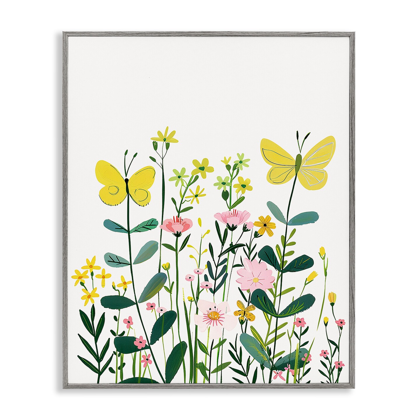 Stupell Industries Blooming Garden Butterflies Framed Giclee Wall Art Design by LSR Design Studio