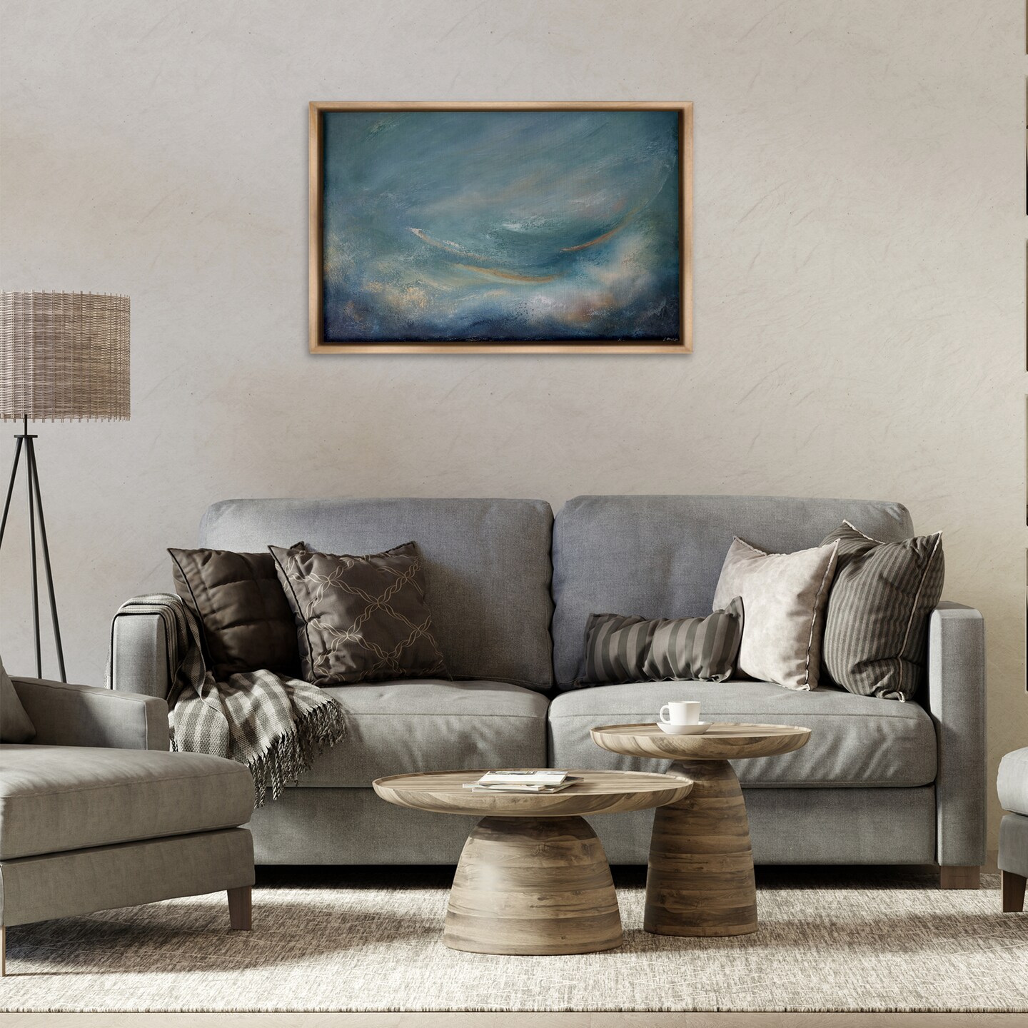 Stupell Industries Dark Storm Clouds Abstract Floater Framed Canvas Wall Art Design by Lydia Orange