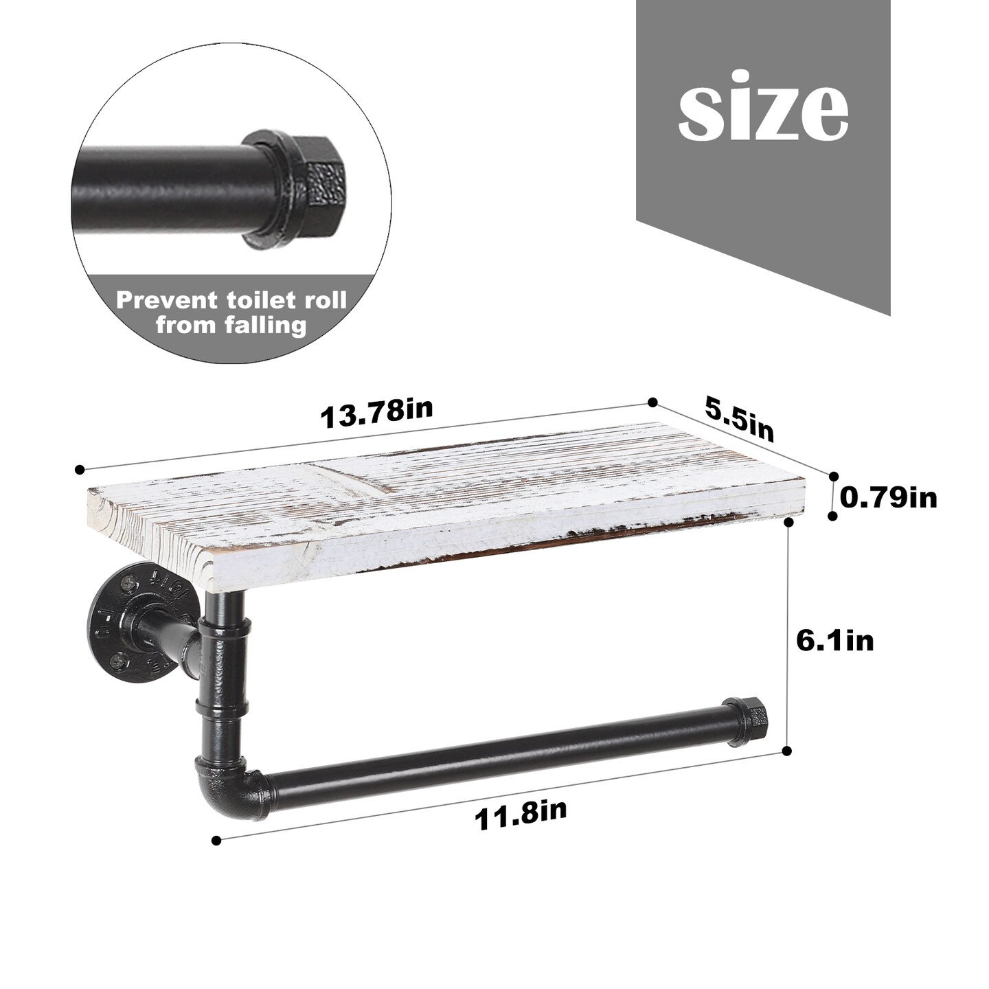 Paper Towel Holder with Shelf Wall-Mount Toilet Paper Holder for Bathroom Kitchen