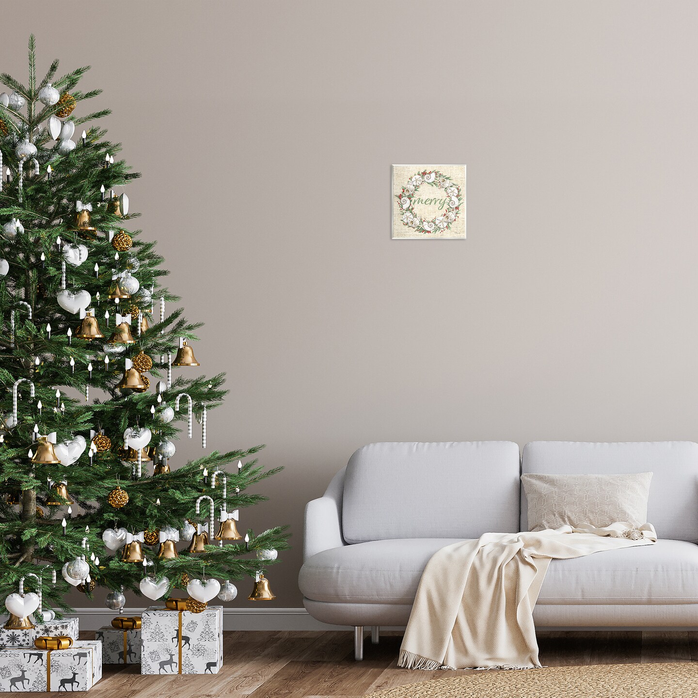 Stupell Industries Shells &#x26; Holly Merry Wall Plaque Art Design by Paul Brent