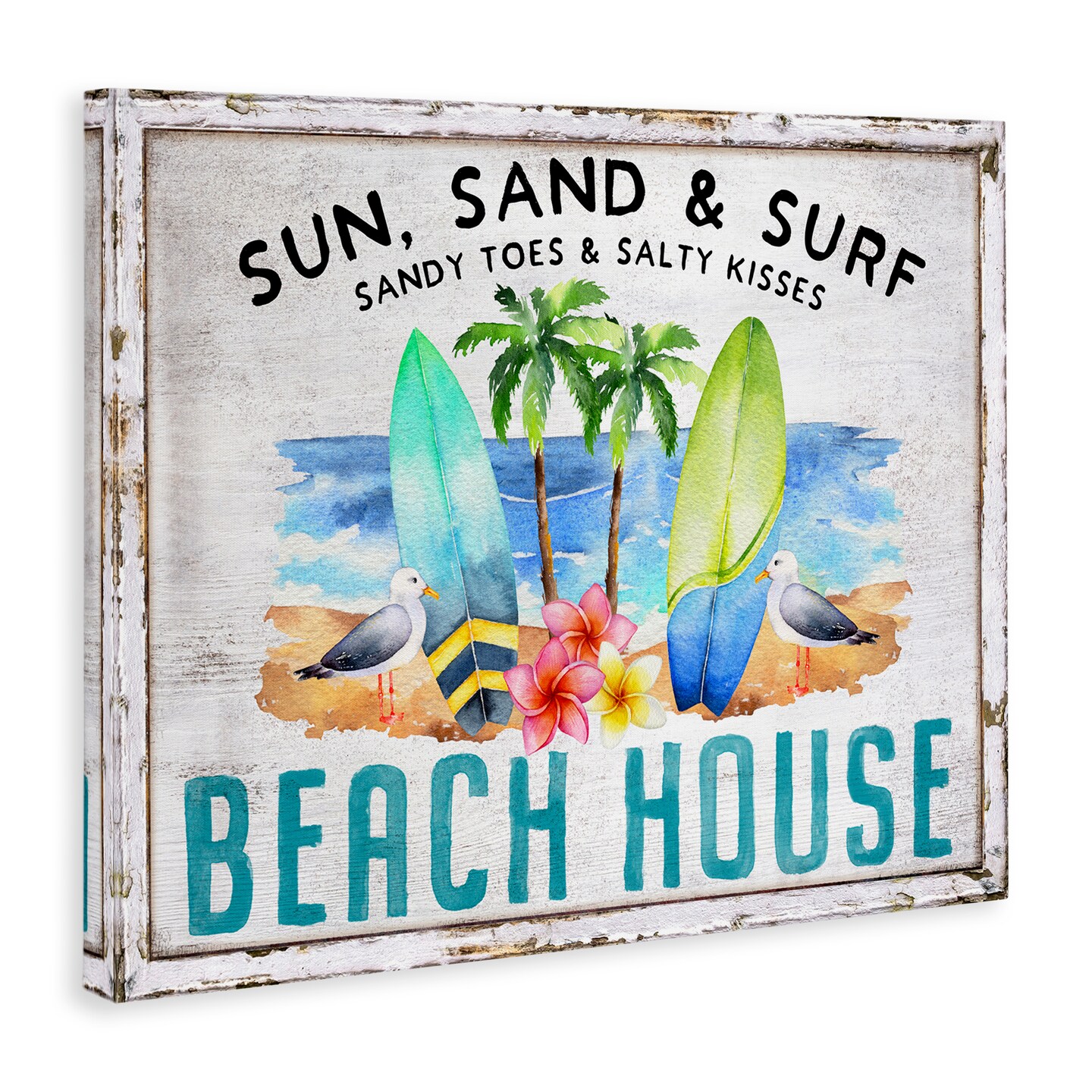 Stupell Industries Vintage Sun Sand & Surf Canvas Wall Art Design by Creatif Belle
