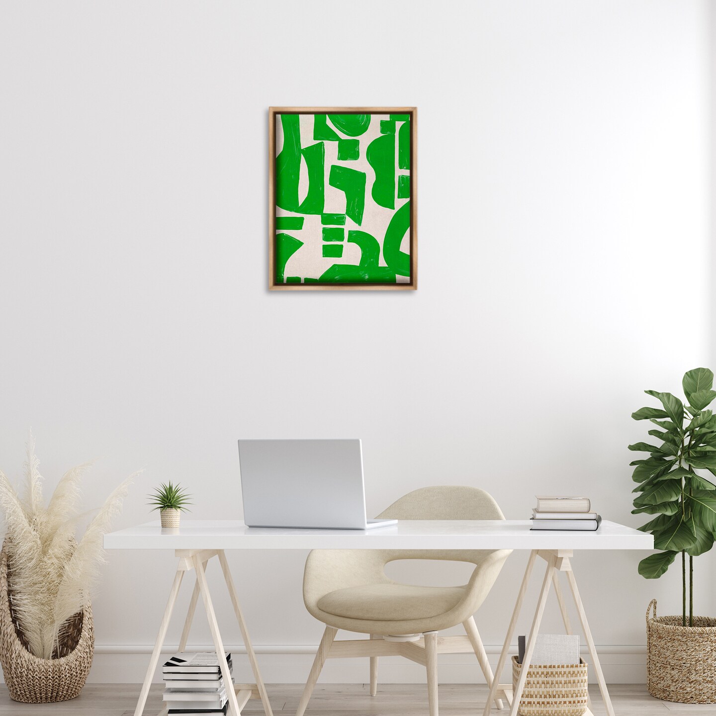 Stupell Industries Green Asymmetrical Shapes Floater Framed Canvas Wall Art Design by June Erica Vess