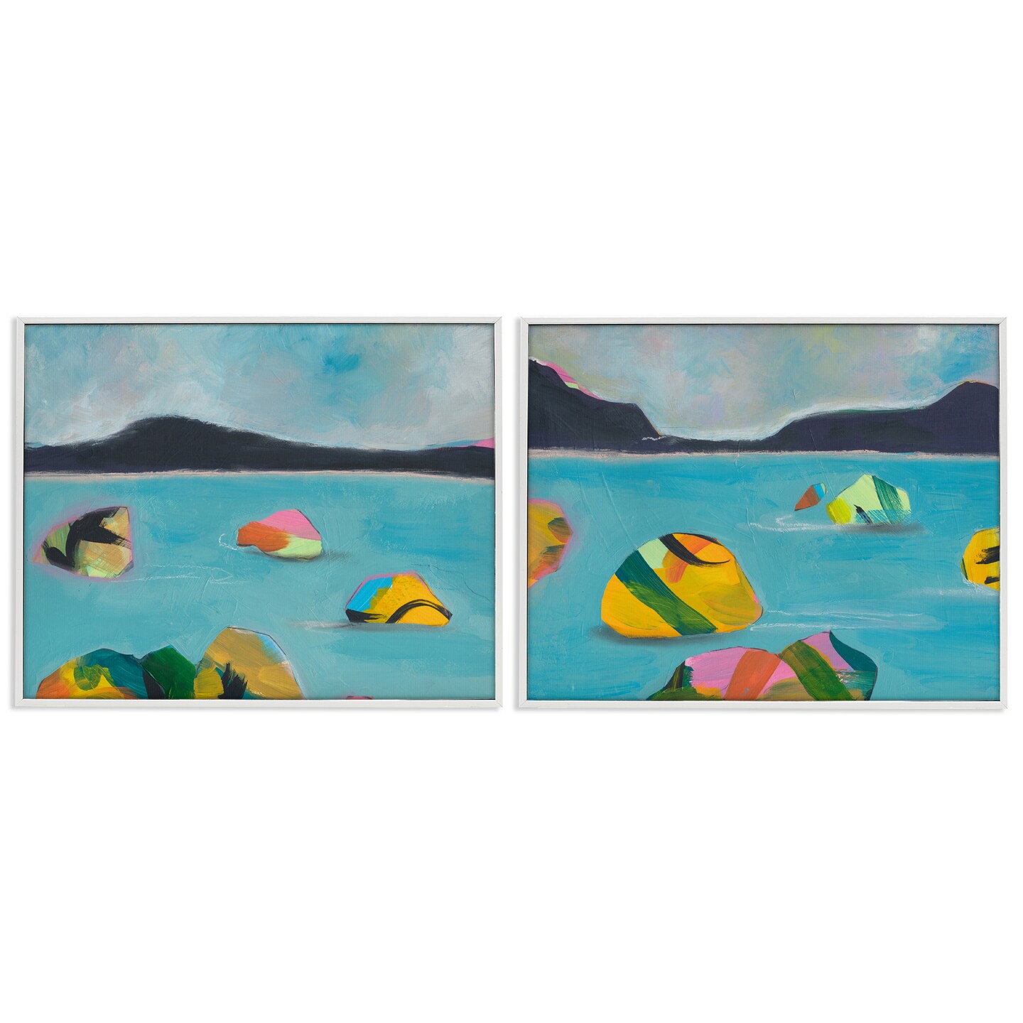 Stupell Industries Beach Buoys in Sea 2pc Framed Giclee Wall Art Set ...