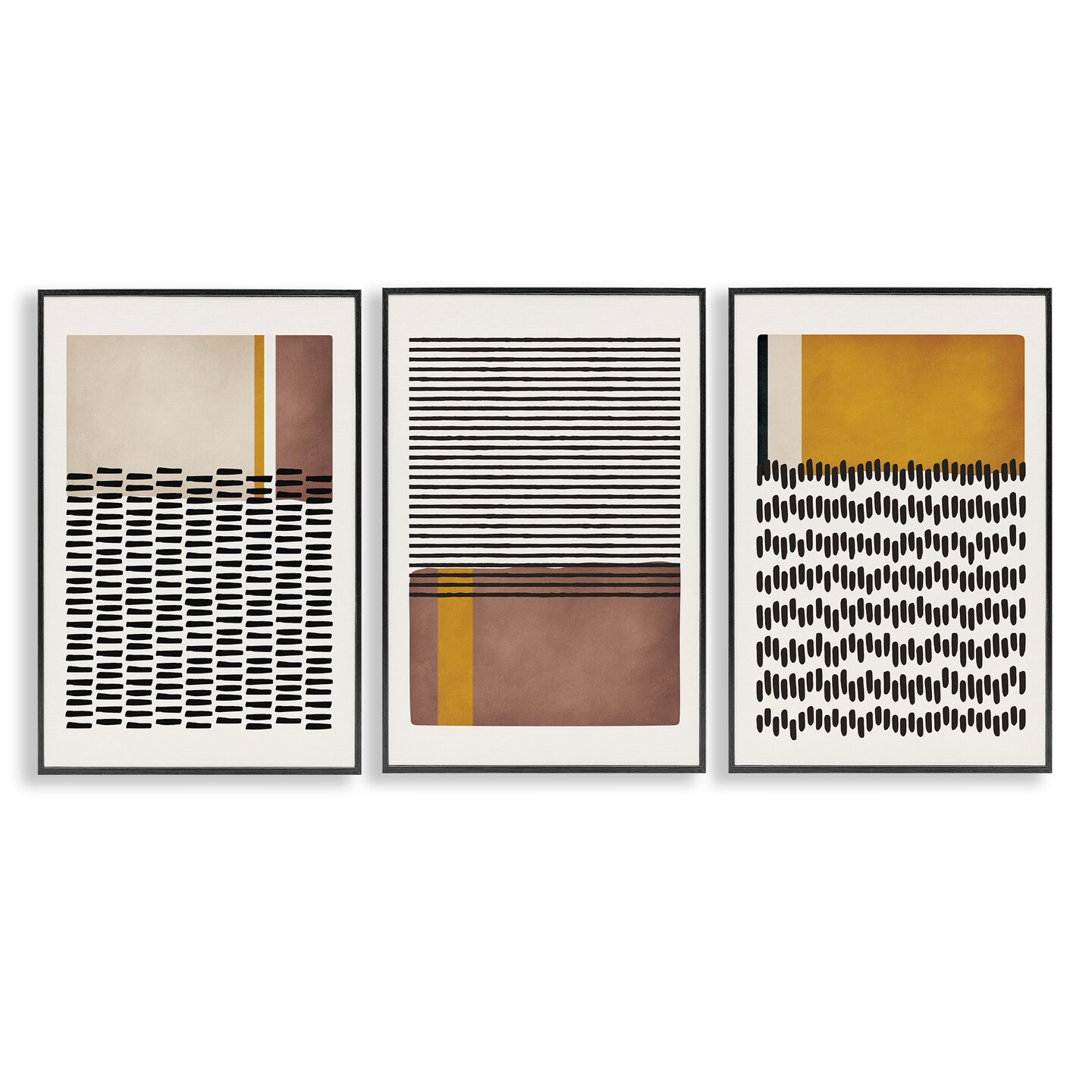 Stupell Industries Natural Lines Pattern Abstract 3pc Framed Giclee Wall Art Set Design by JJ Design House, LLC.