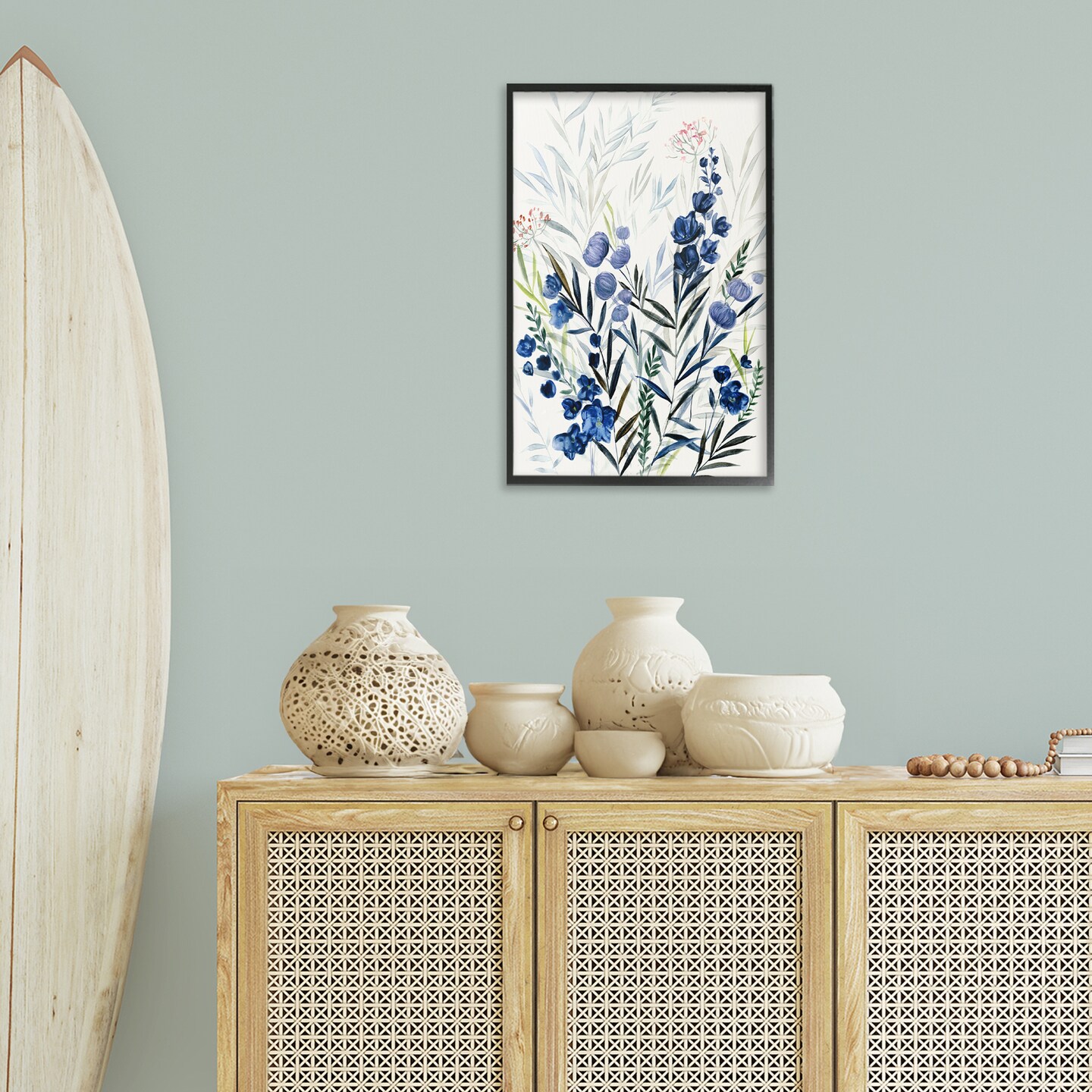Stupell Industries Varied Indigo Herbs Framed Giclee Wall Art Design by Hannah Dawson