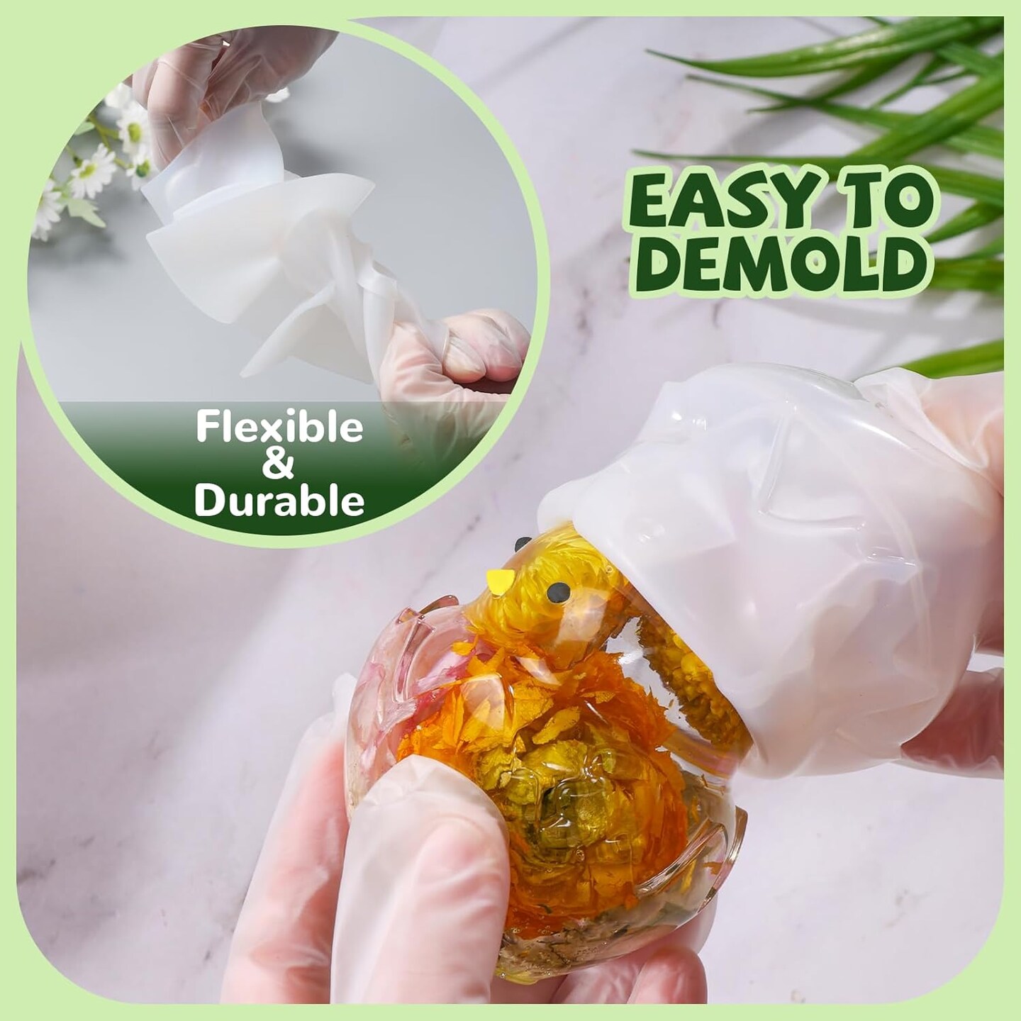 LET’S Resin 3pcs Animal Resin Molds, Large 3D Chick & Duck Resin Molds Silicone, Flexible Effortless Demoldable Epoxy Molds for Resin Casting, Soap, Candle, Flowers Preservation