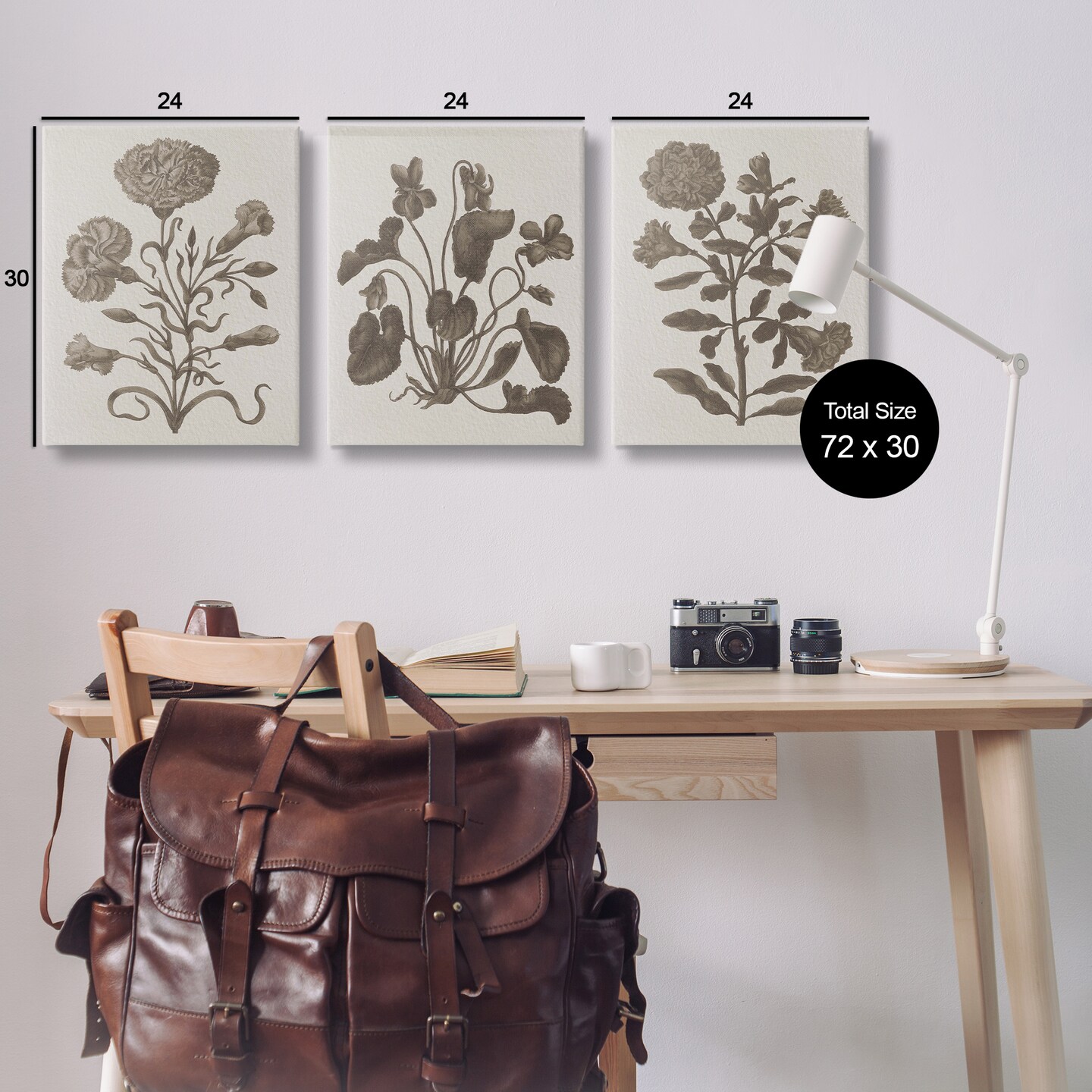 Stupell Industries Vintage Country Botanicals 3pc Canvas Wall Art Set Design by Lil' Rue