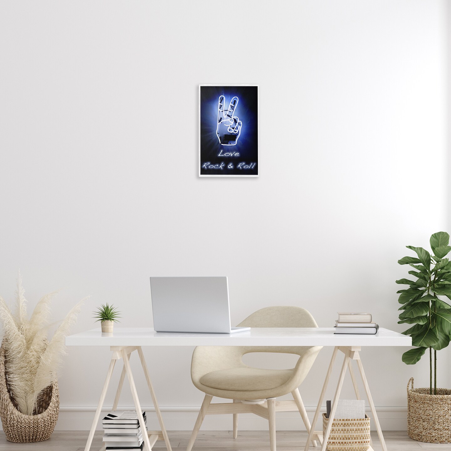 Stupell Industries Love Rock &#x26; Roll Neon Framed Giclee Wall Art Design by Graffi*tee Studios
