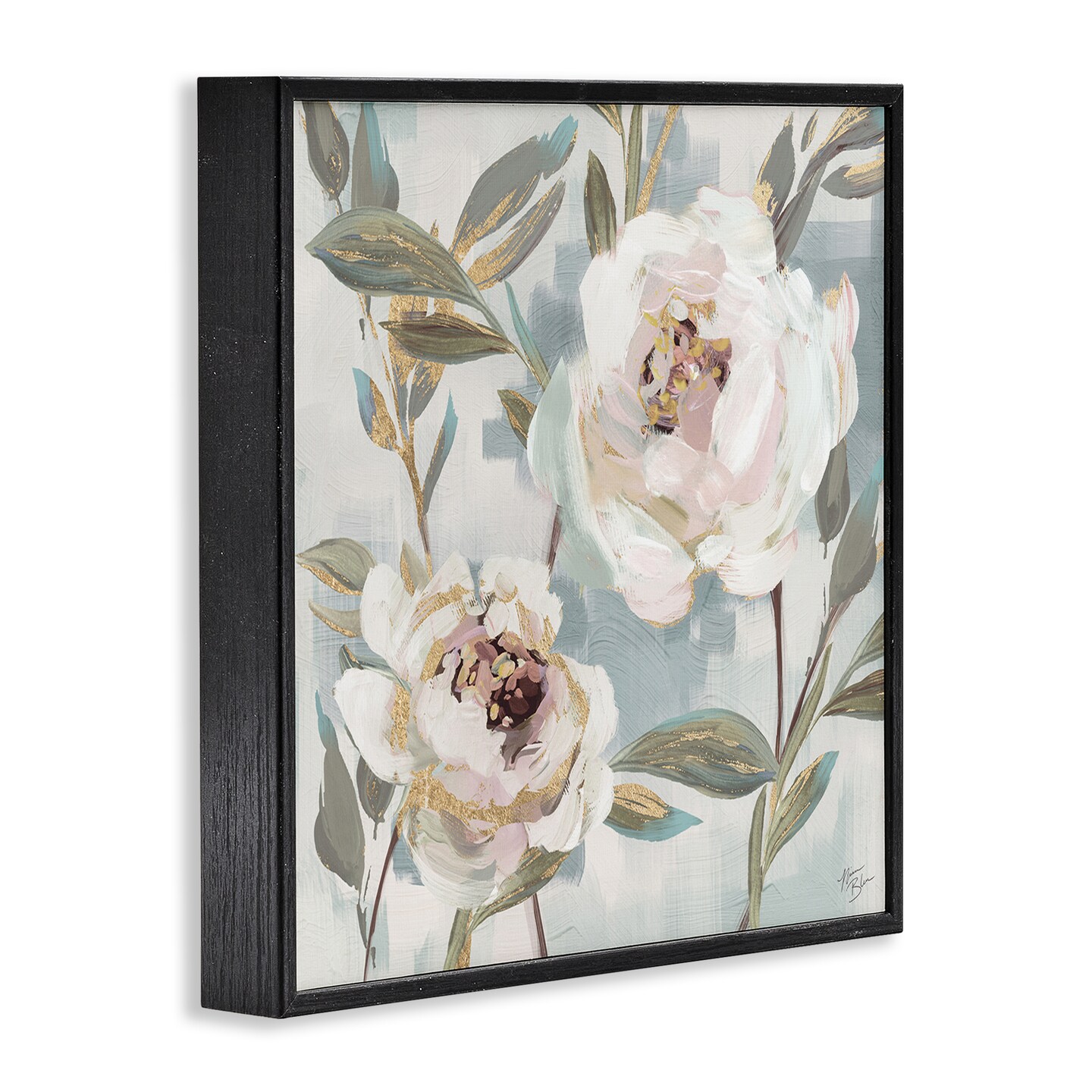 Stupell Industries White Peony Duo Framed Giclee Wall Art Design by Nina Blue
