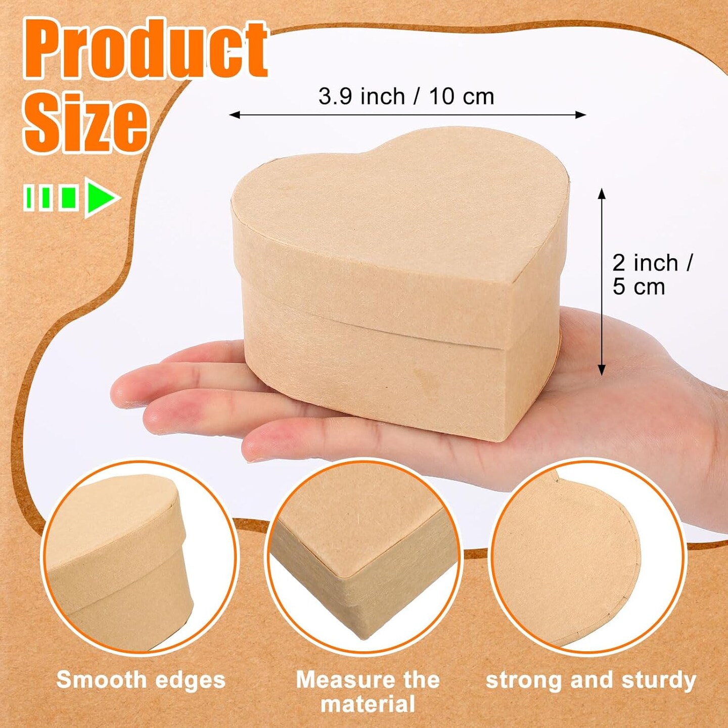 48-Piece Heart-Shaped Paper Mache Gift Boxes &#x2013; 3.9&#x22; DIY Craft Boxes with Lids for Painting, Decoupage &#x26; Jewelry Storage