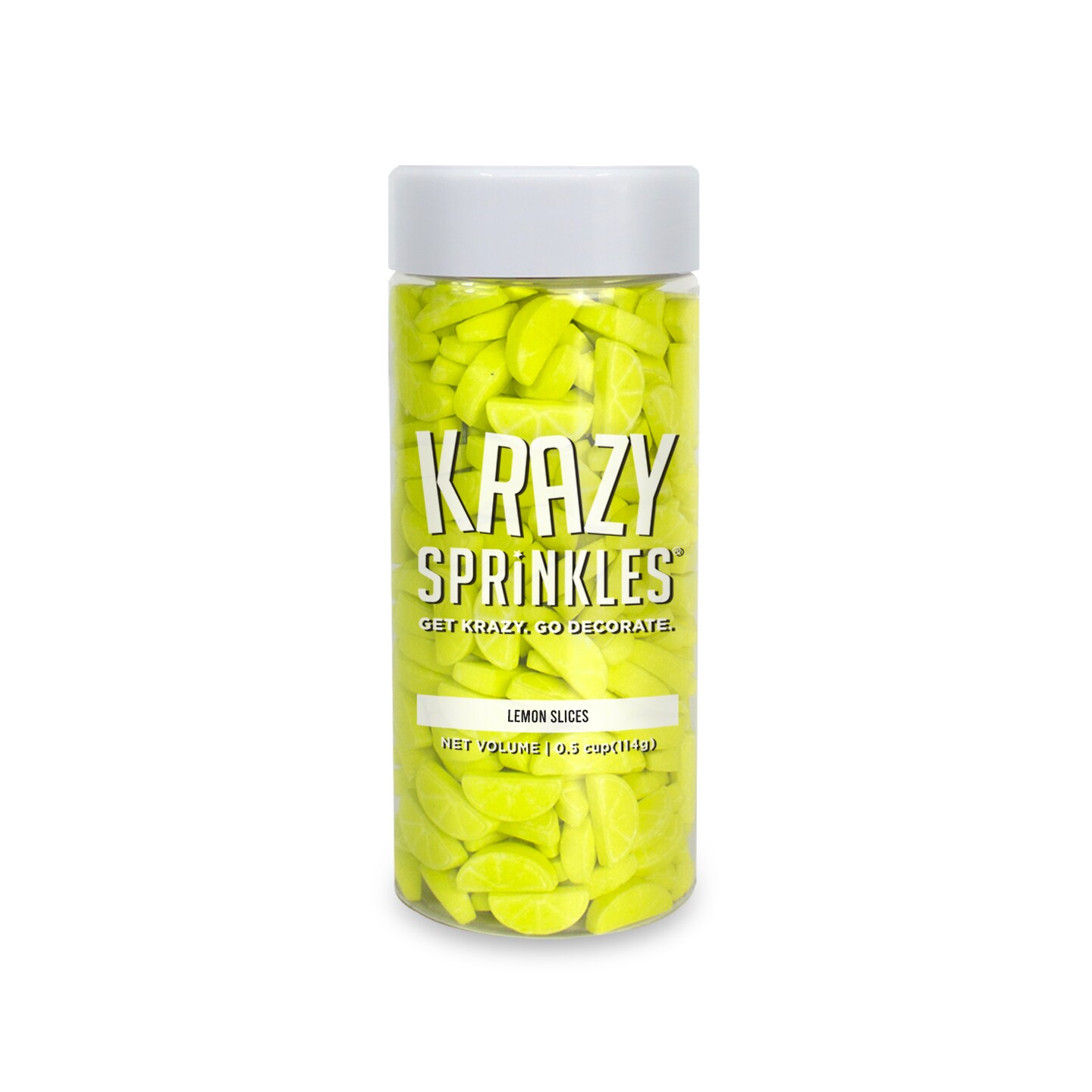 Krazy Sprinkles - Lemon Slices (1/2 Cup, 1x Jar) for Cakes, Ice Cream &#x26; Cookies