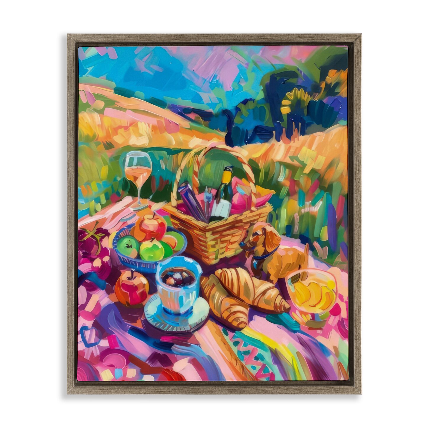 Stupell Industries Bright Impressionist Picnic Floater Framed Canvas Wall Art Design by LSR Design Studio