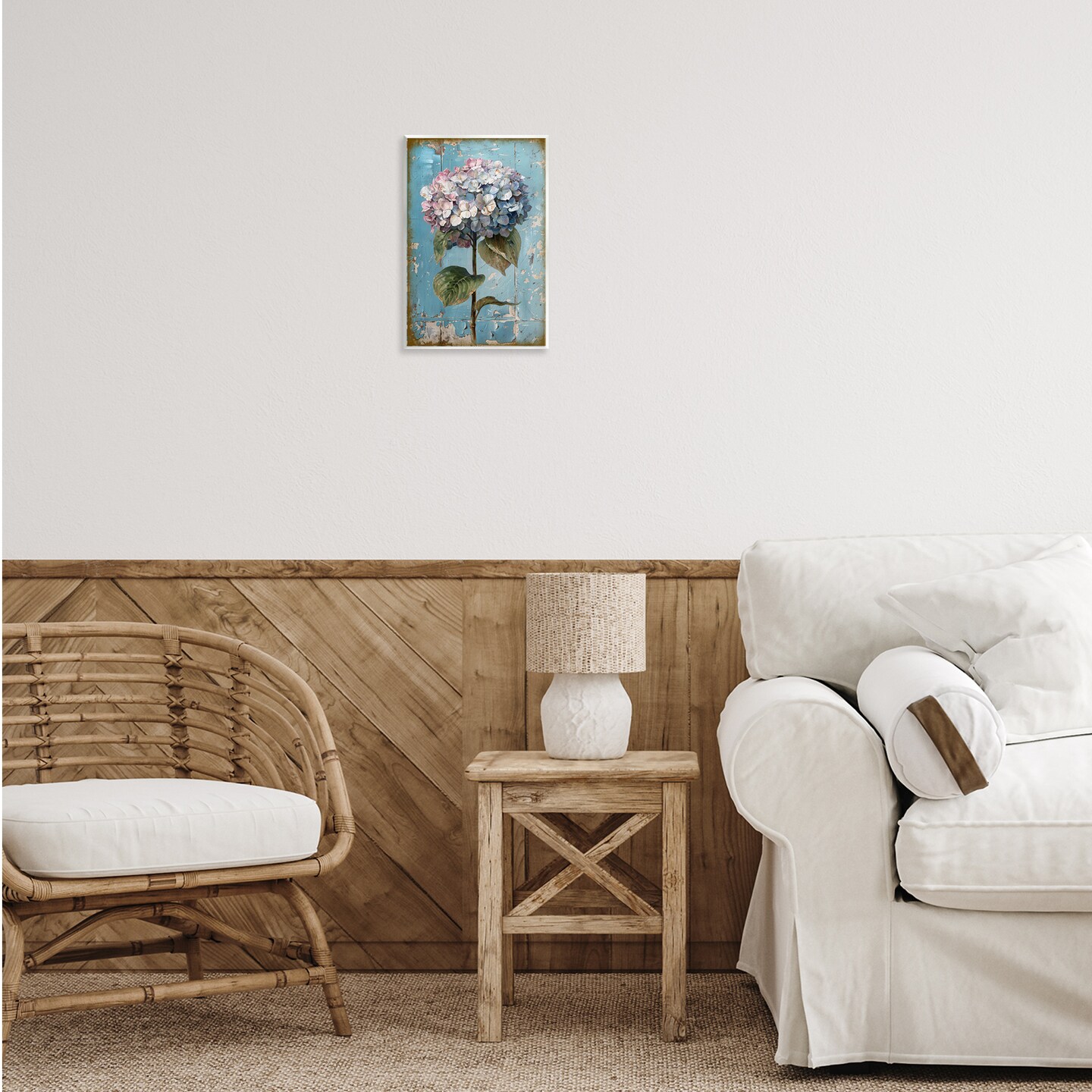Stupell Industries Hydrangea on Distressed Wall Plaque Art Design by LSR Design Studio