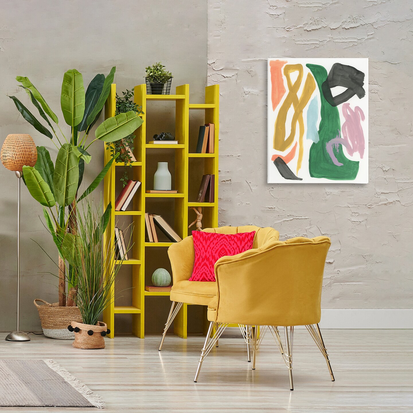 Stupell Industries Contemporary Modern Shapes Canvas Wall Art Design by June Erica Vess