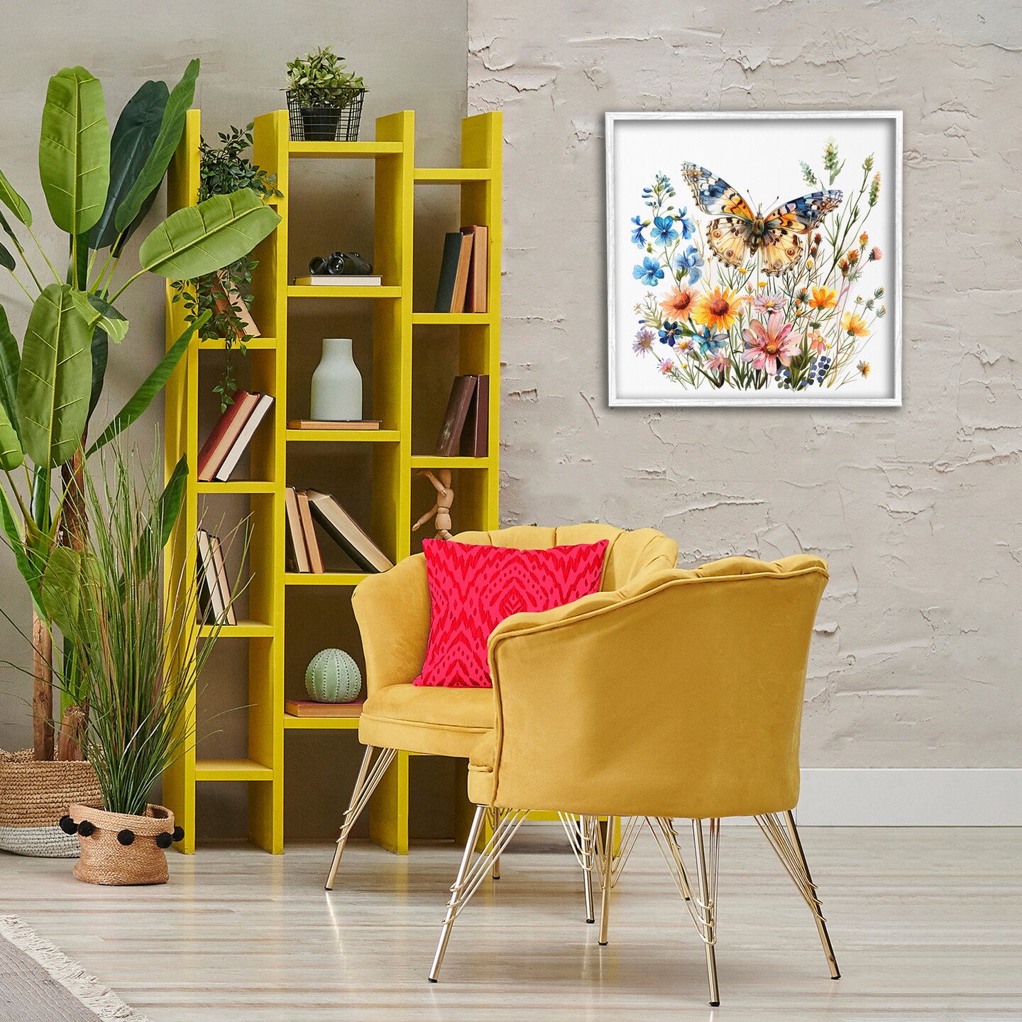 Stupell Industries Spring Butterfly Garden Framed Giclee Wall Art Design by LSR Design Studio